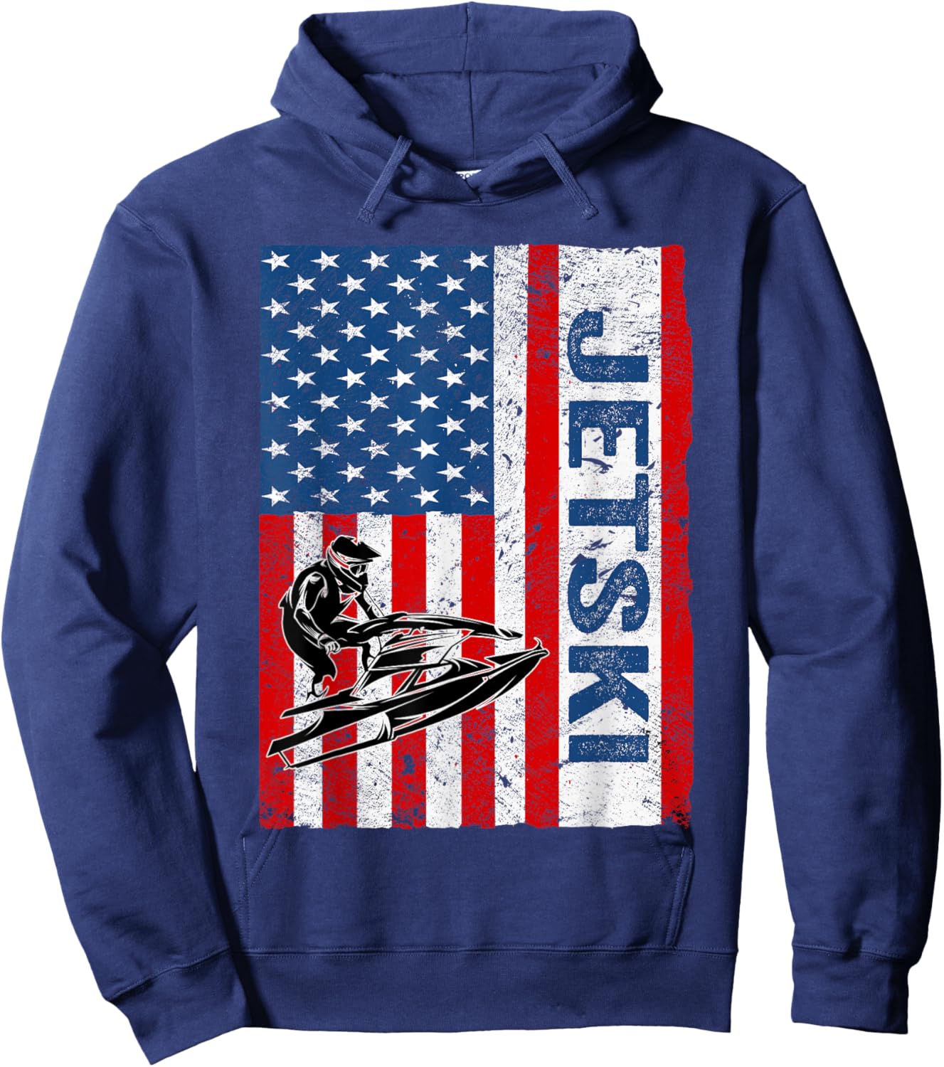 Jet Ski USA Flag. Vintage Jet Ski Hoodie - Hoodie | Navy