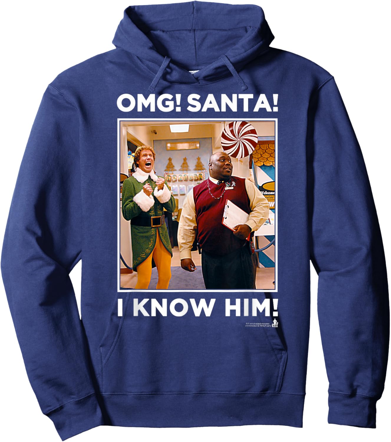 Elf I Know Him! Store Scene Funny Christmas Hoodie - Hoodie | Navy
