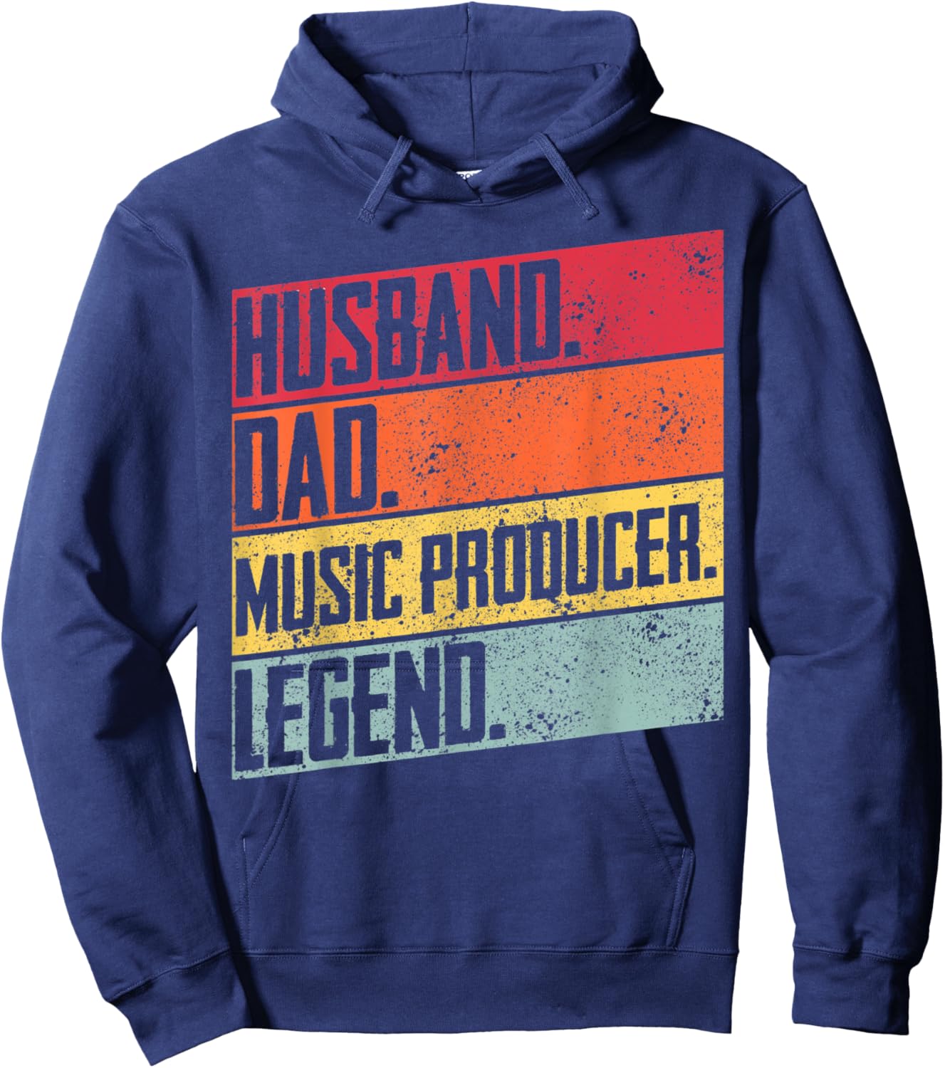Proud Music Producer Husband Dad Retro Music Father Day Hoodie - Hoodie | Navy