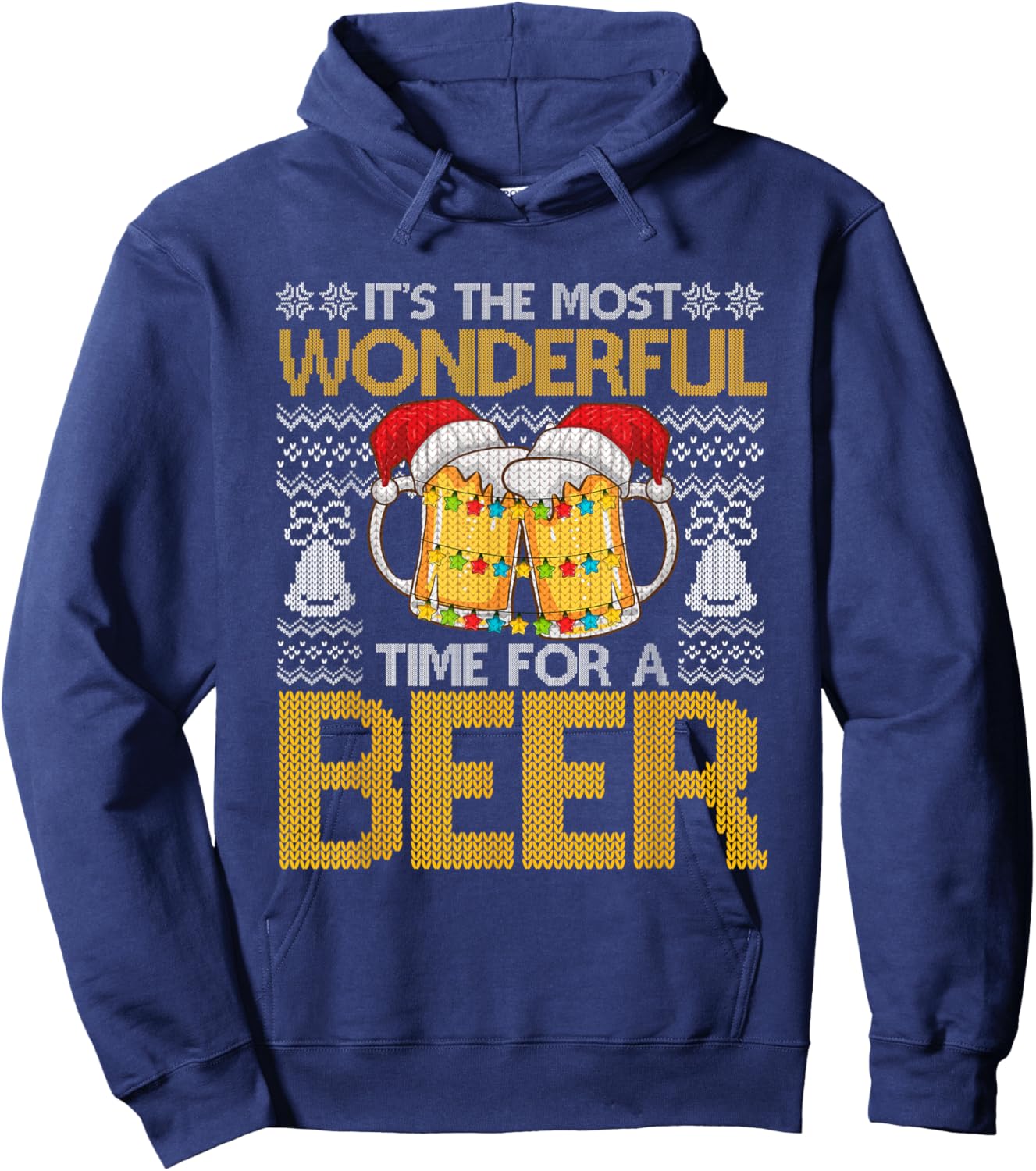 It's The Most Wonderful Time For A Beer Christmas Santa Hat Hoodie - Hoodie | Navy