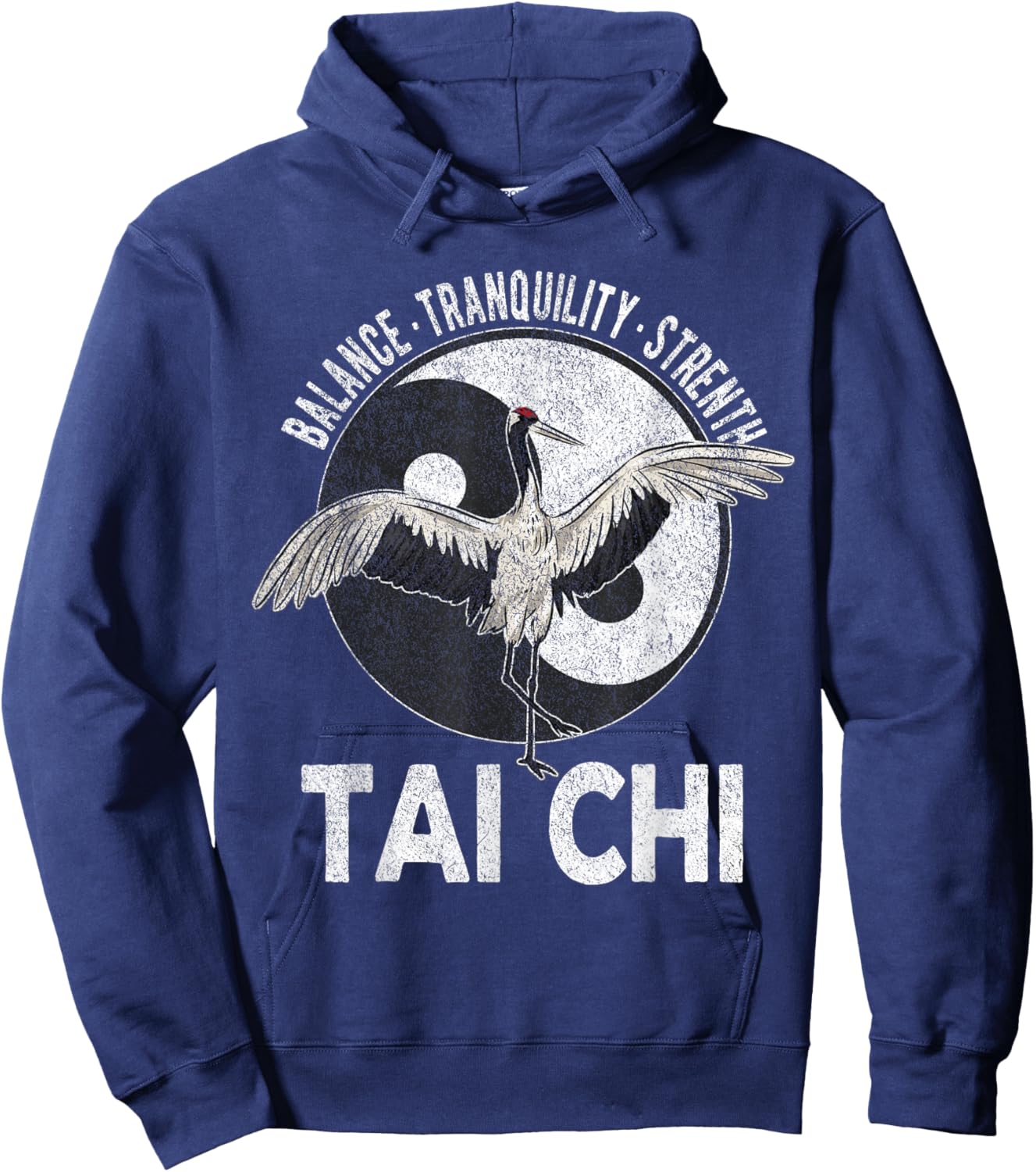 Tai Chi Yin Yang Crane Chinese Martial Arts Retro Vintage Hoodie - Hoodie | Navy
