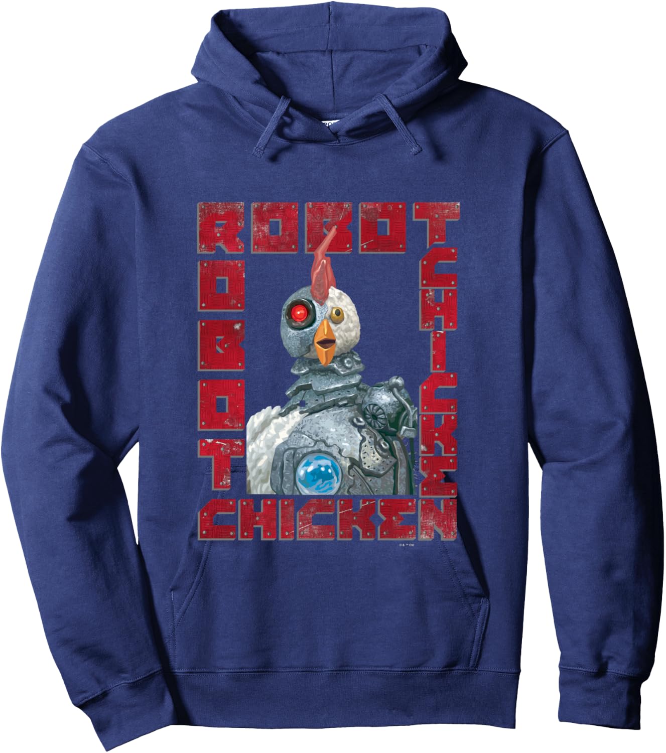 Robot Chicken Classic Mascot Metal Frame Vintage Portrait Hoodie - Hoodie | Navy