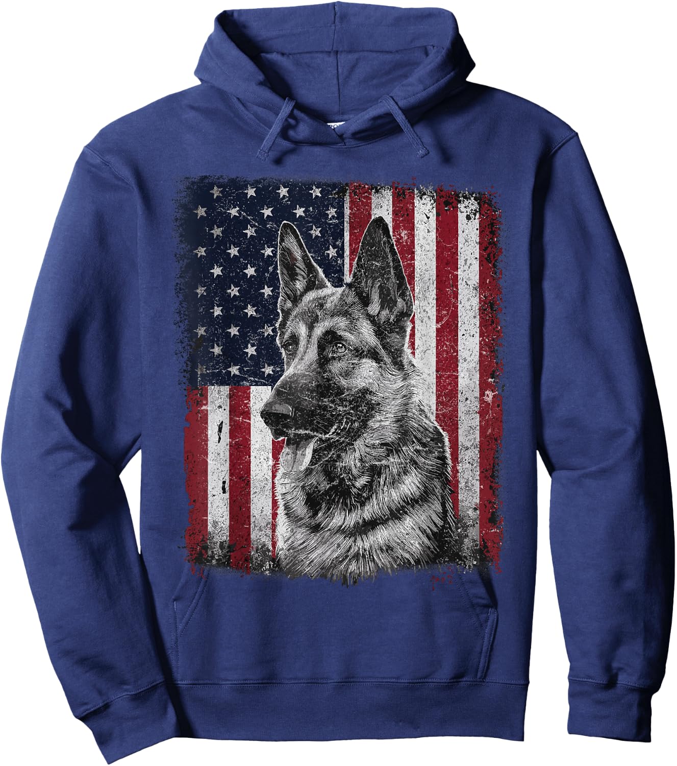 Patriotic German Shepherd Dog American Flag 4th of July Hoodie - Hoodie | Navy
