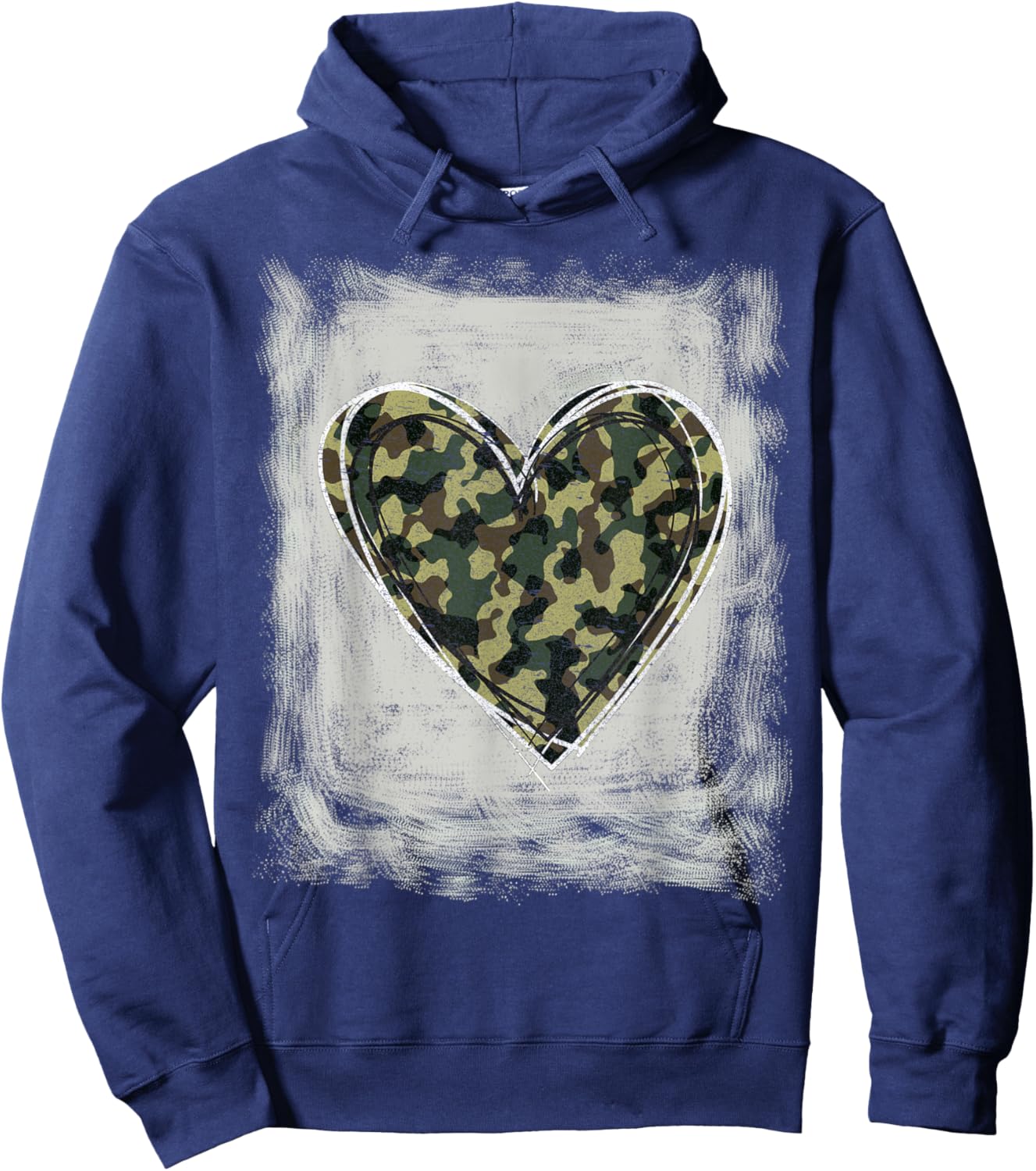 Camo Army Heart Bleached Shirts Forces Memorial Day Hoodie - Hoodie | Navy