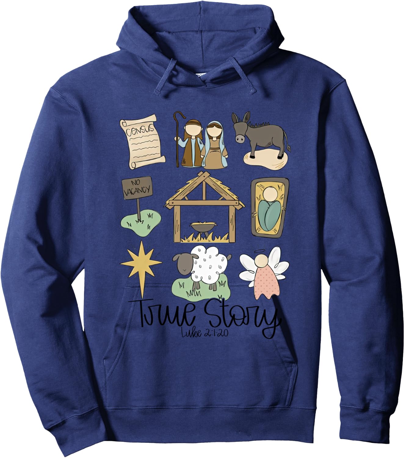 True Story Faith Based Christmas, Nativity Story Hoodie - Hoodie | Navy