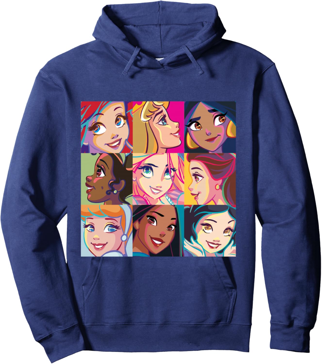 Disney Princess Characters Pop Art Grid Hoodie - Hoodie | Navy