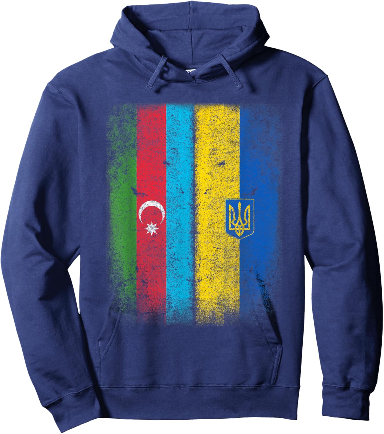 Vintage Azerbaijan Ukraine Flag Hoodie - Hoodie | Navy