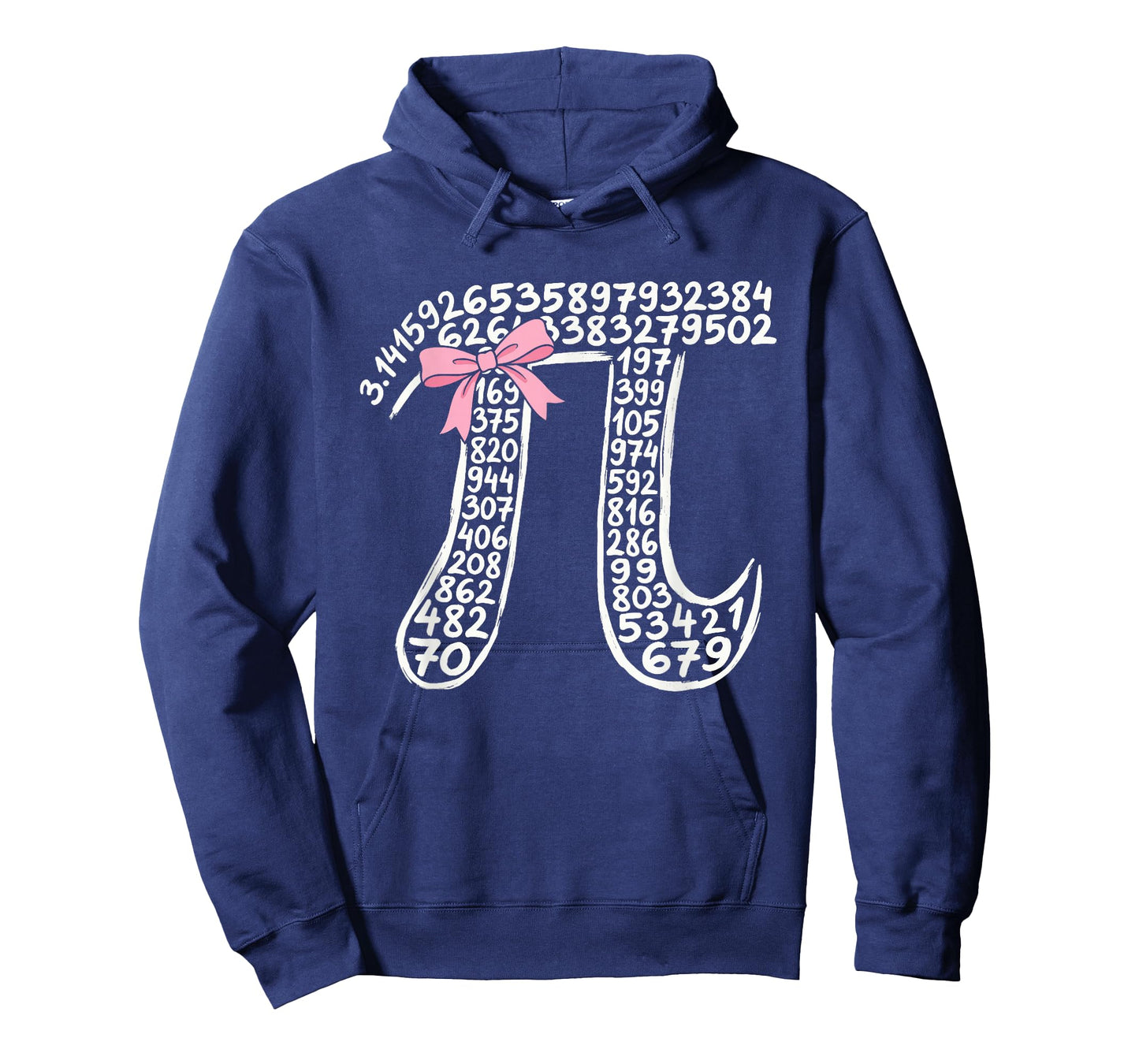 3.14 Digits of Pi Day Women Nerdy Girls Bow Math Lovers T-Shirt - Hoodie | Navy
