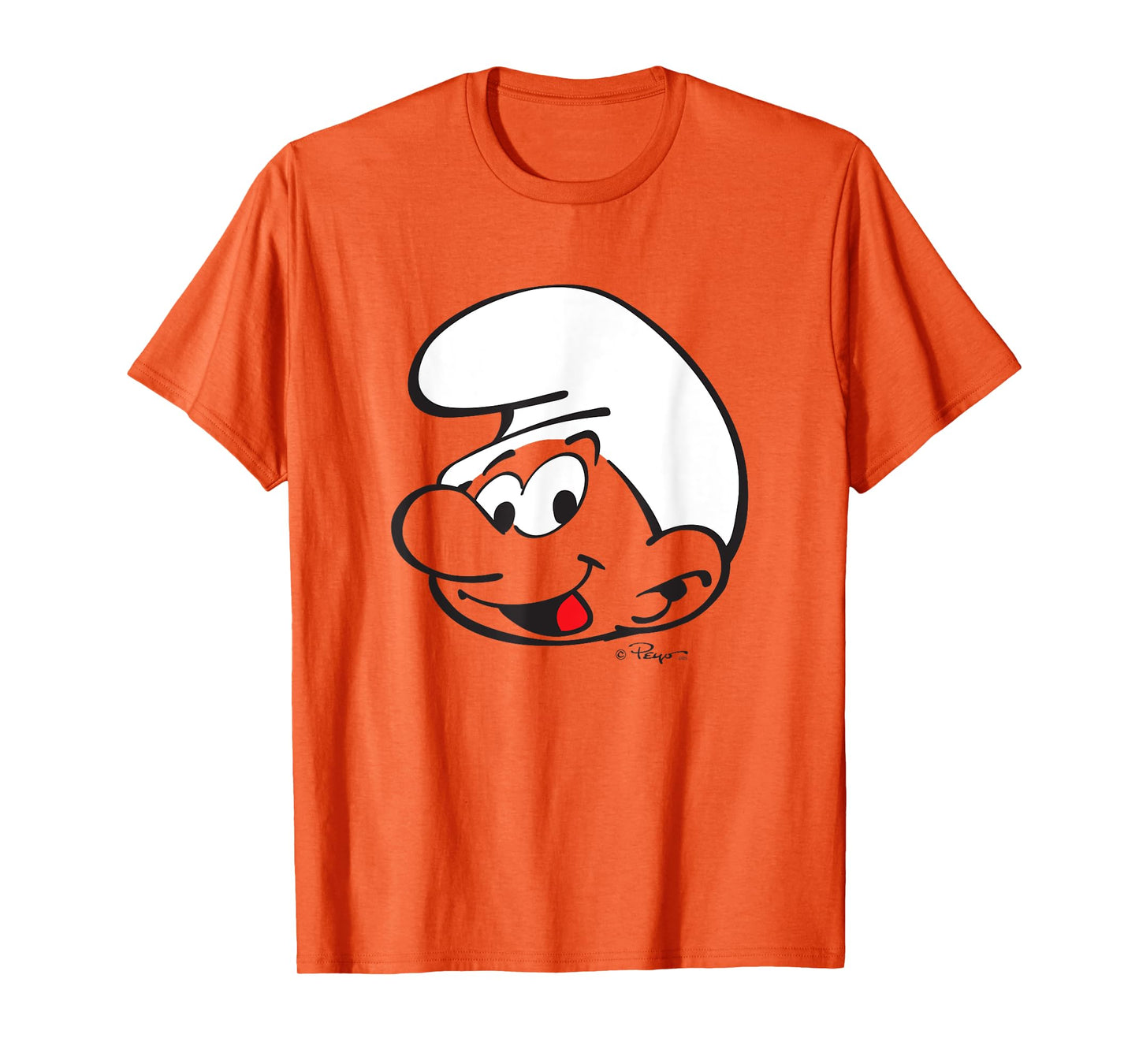 The Smurfs Large Smurf Head Design Retro Cartoon T-Shirt
