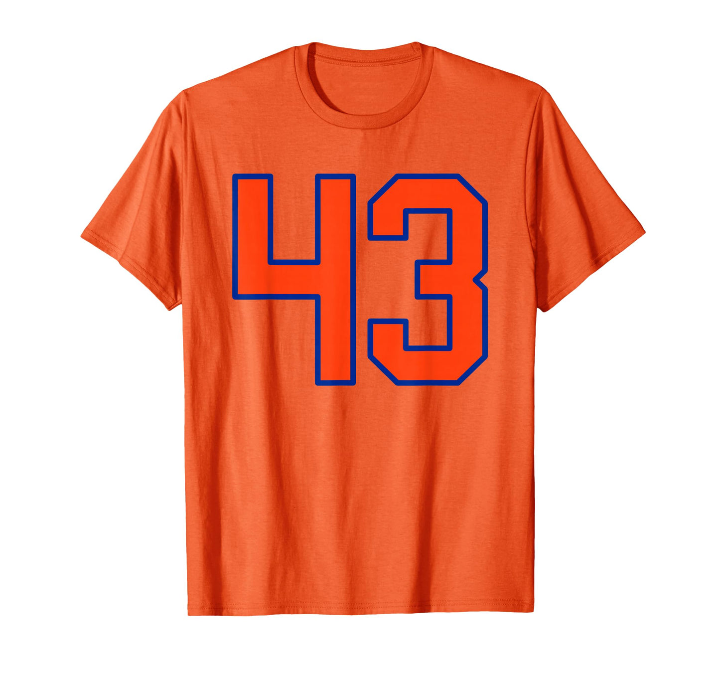 Orange and Blue Sports Number 43 Jersey Uniform Player T-Shirt