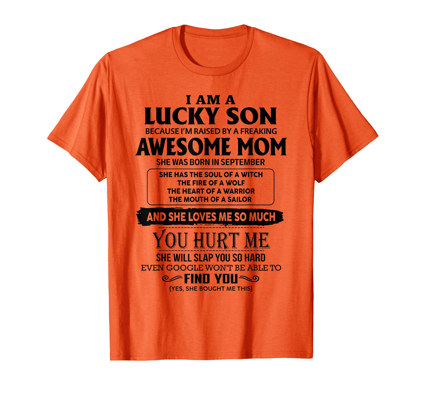 I'm A Lucky Son Of Awesome Mom She Was Born In September T-Shirt