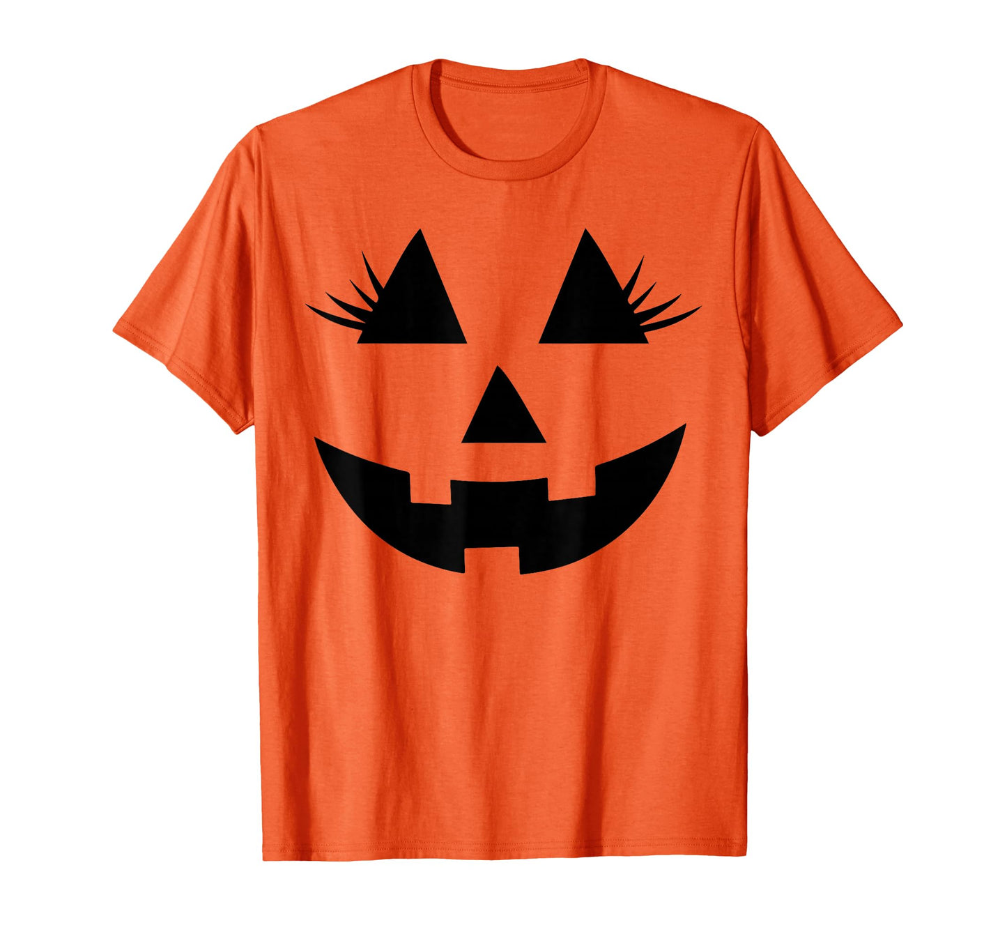 Funny Jack O Lantern Face Pumpkin Eyelashes Hallowen Costume T-Shirt