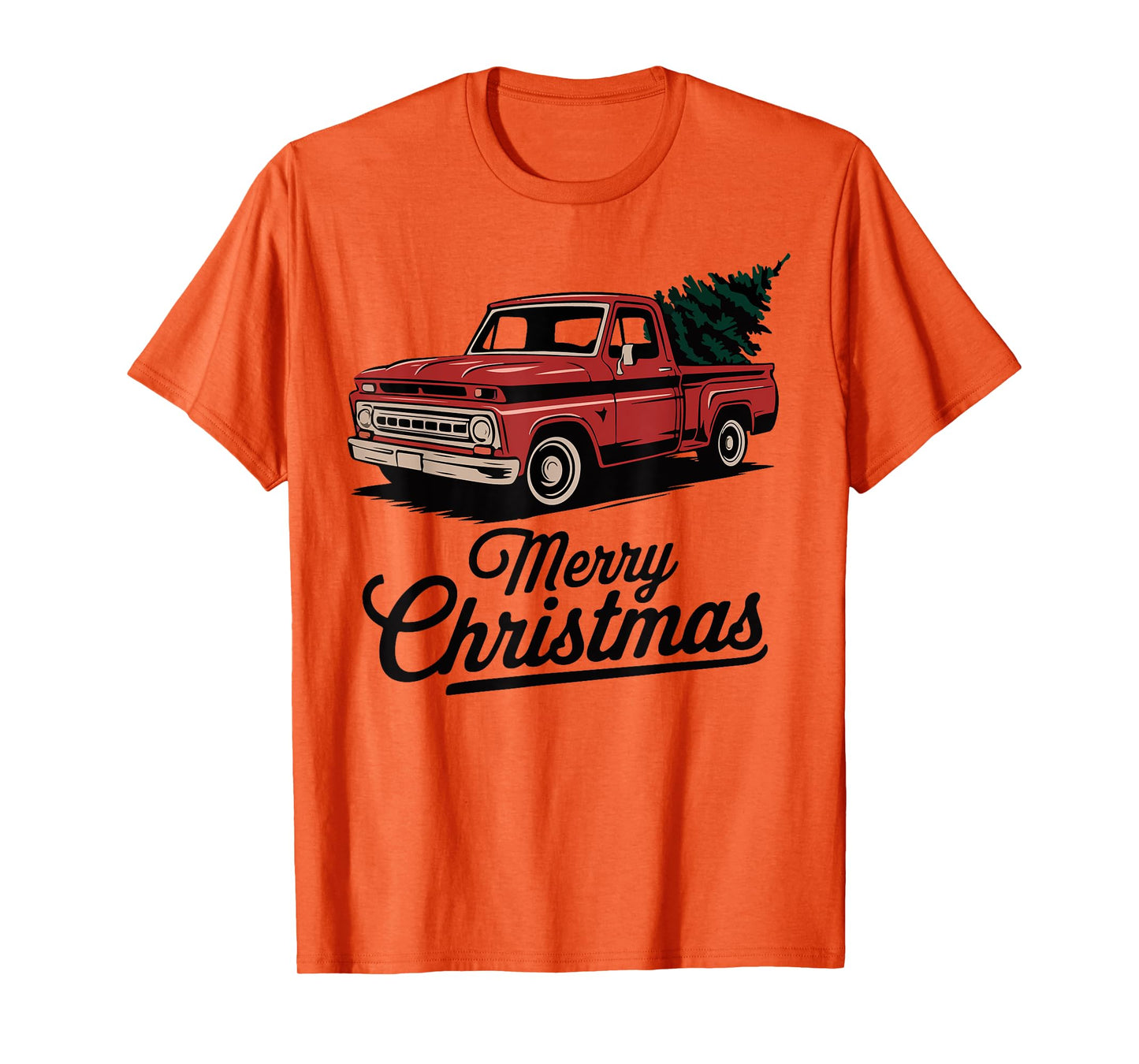 Red Pickup Truck Christmas Tree Vintage Christmas Men Women T-Shirt