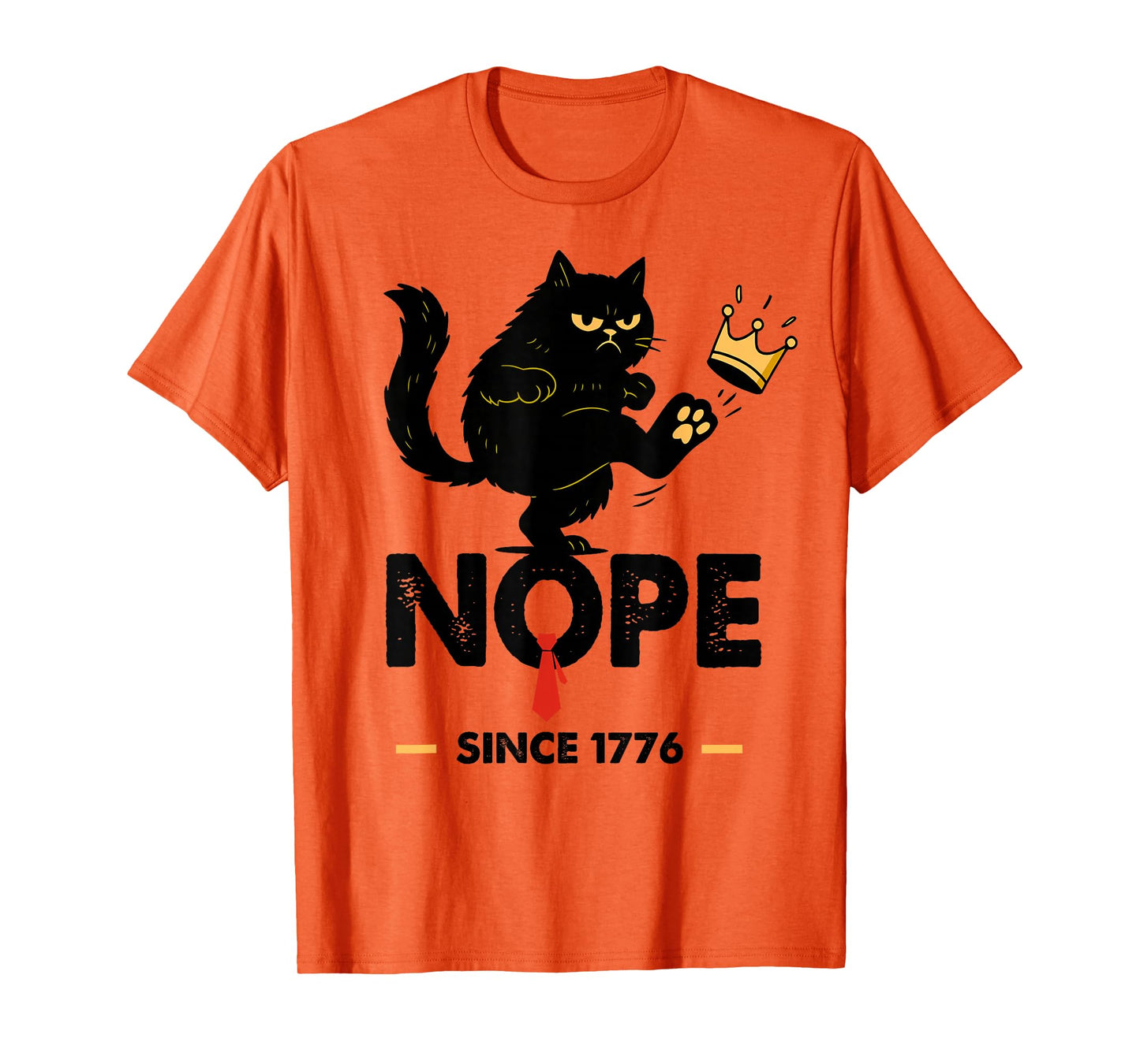 Nope No Kings in America Since 1776 Funny Black Cat T-Shirt