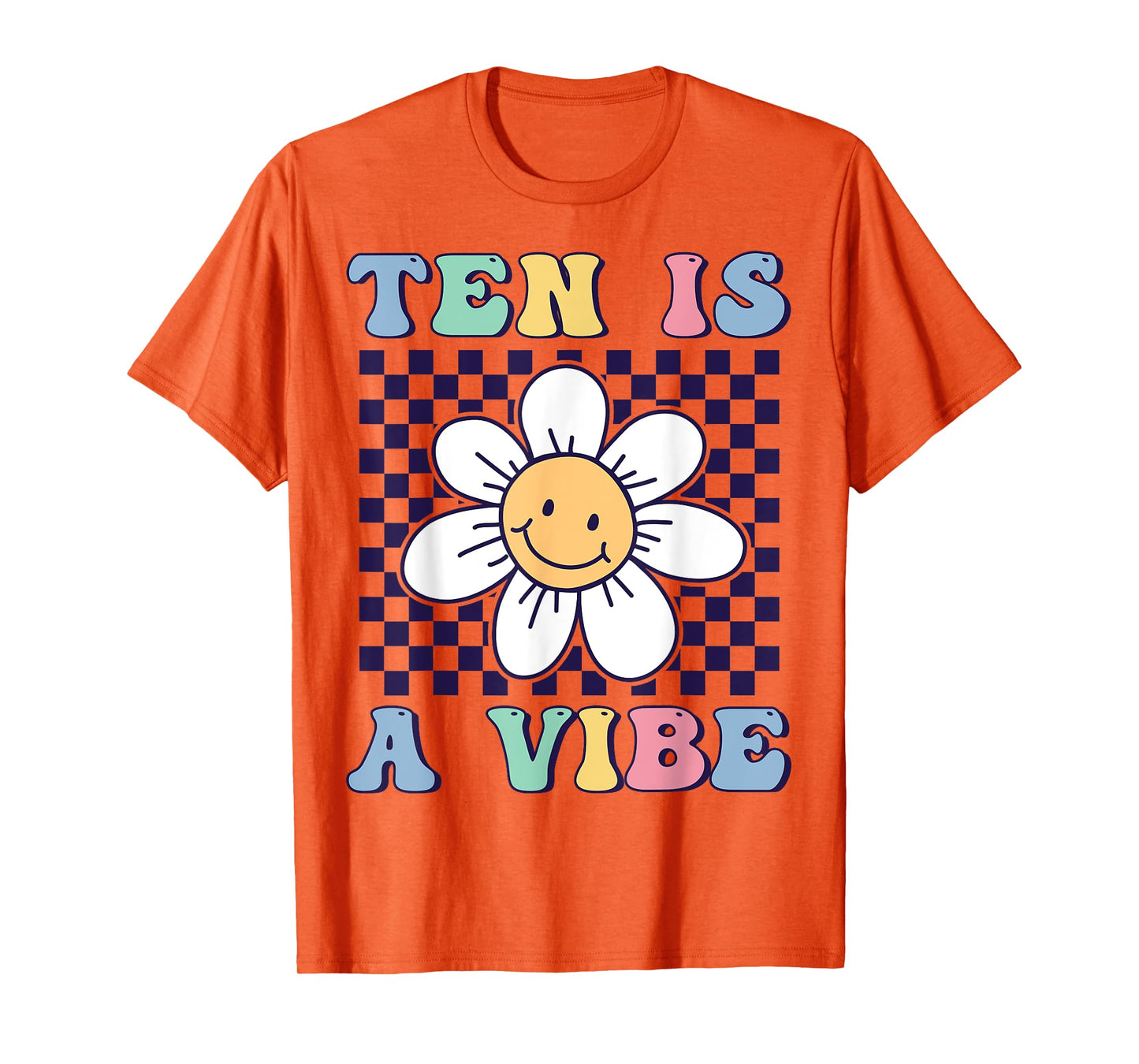 Ten Is A Vibe Cute Groovy 10th Birthday Party Daisy Flower T-Shirt