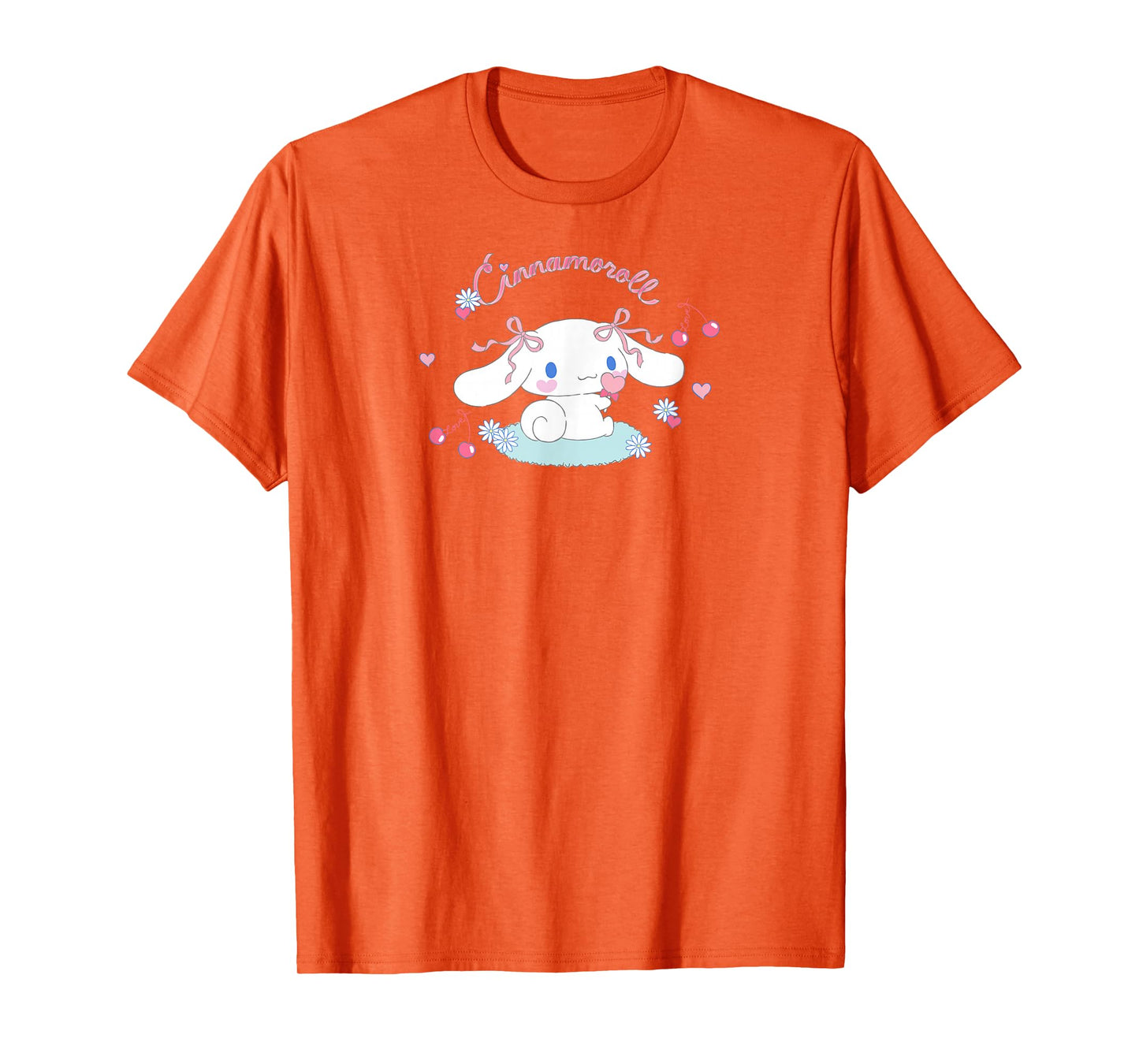 SANRIO Cinnamoroll Cherry Love Unisex T-Shirt, White, Small, Short Sleeve, Classic Fit, All Seasons