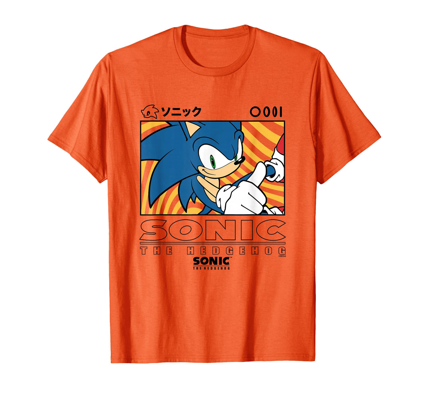 Sonic The Hedgehog Wavy Background Kanji Portrait T-Shirt