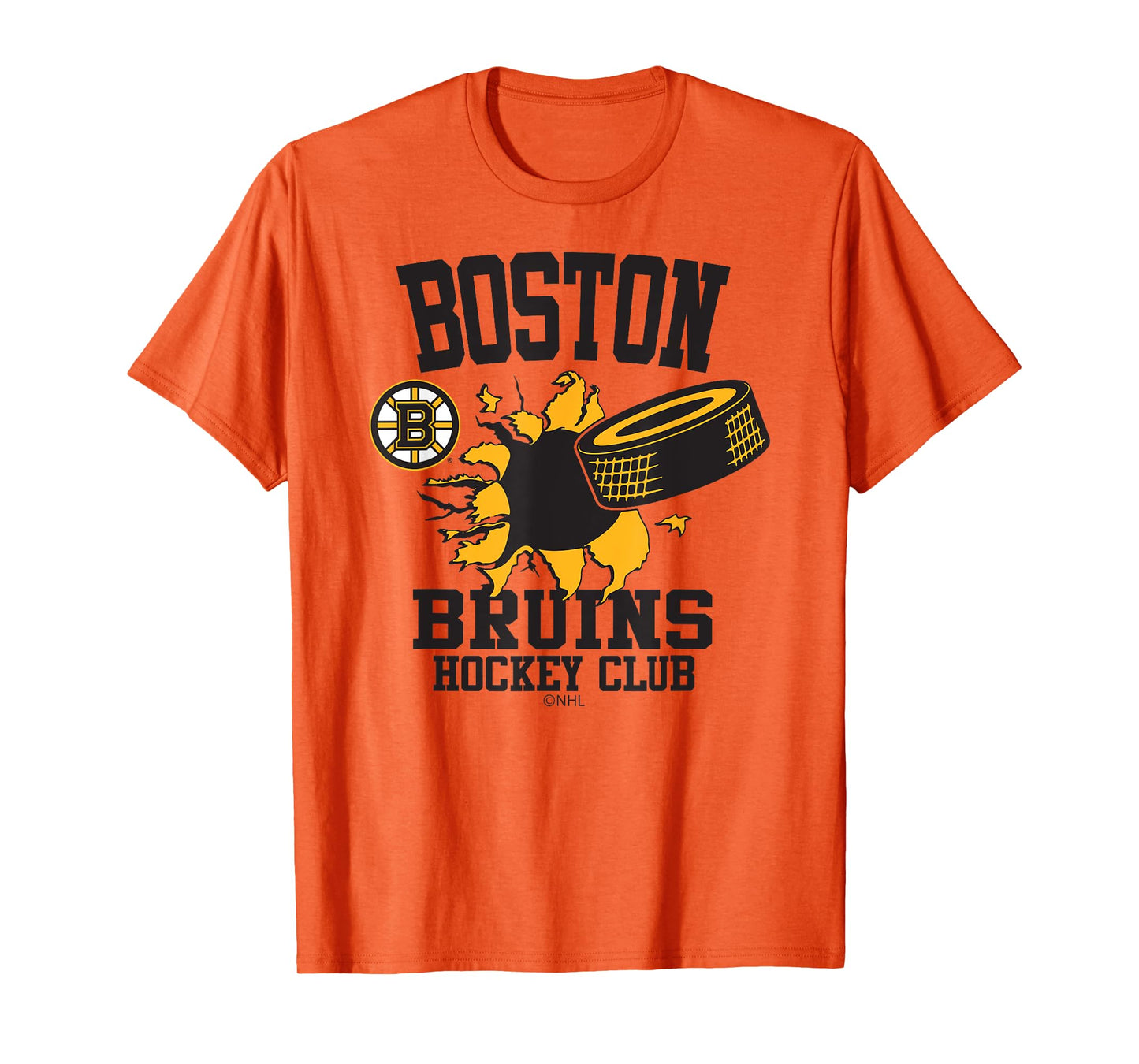 Boston Bruins Hockey Puck Burst Gray Officially Licensed T-Shirt