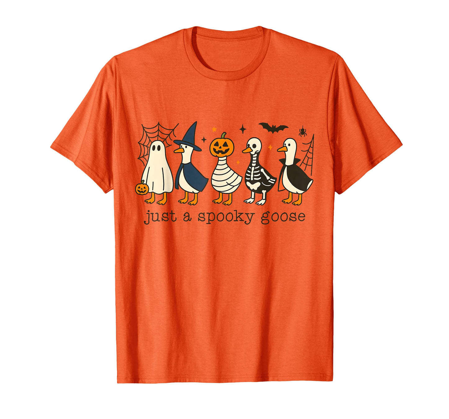 Just A Spooky Goose Silly Funny Skeleton Halloween Costume T-Shirt