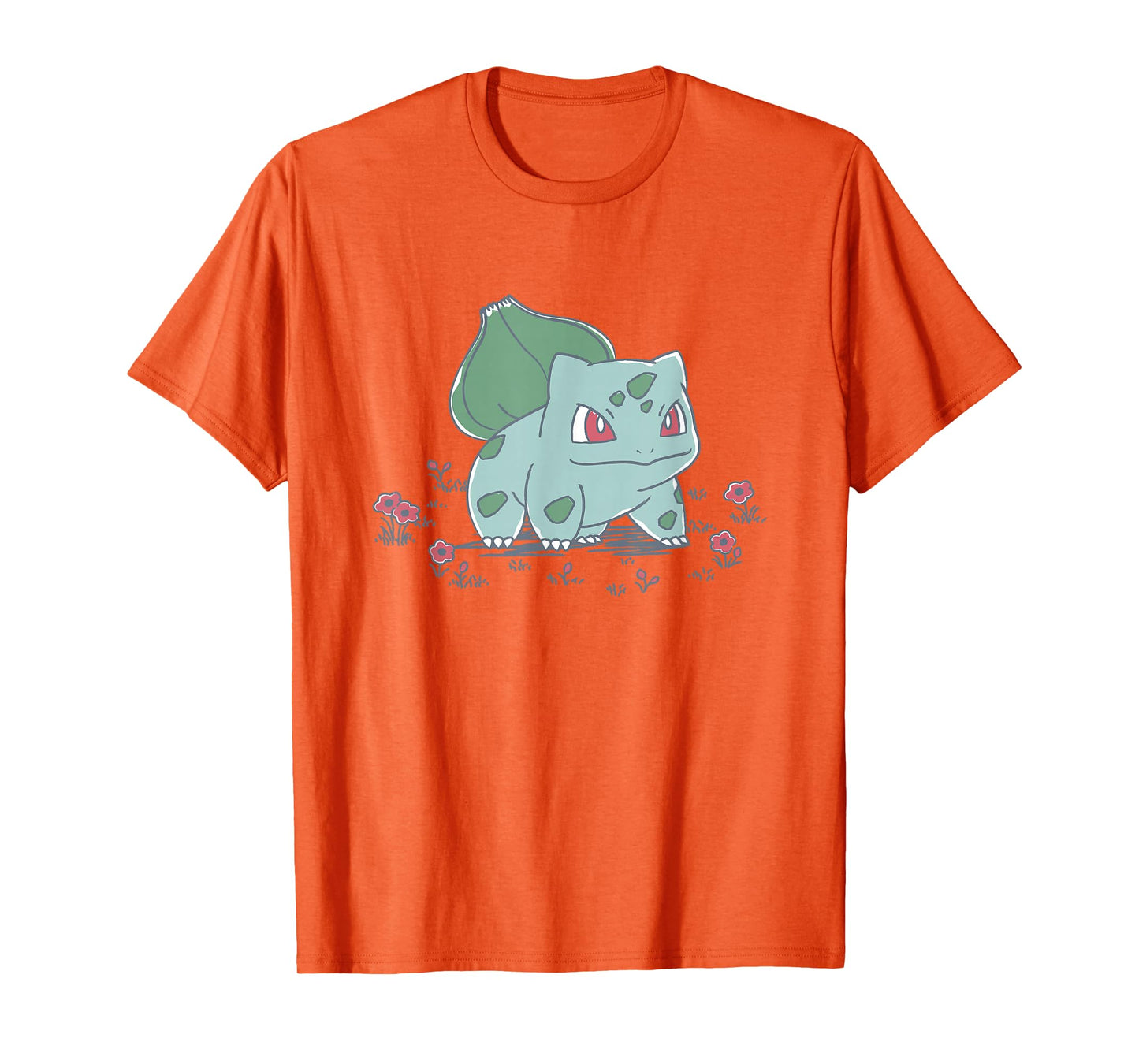 Pokémon Bulbasaur Standing In Flower Garden Retro Sketch T-Shirt