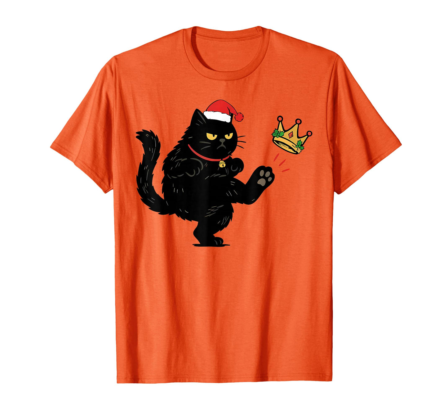 Funny No Kings Black Cat Christmas Santa Hat T-Shirt