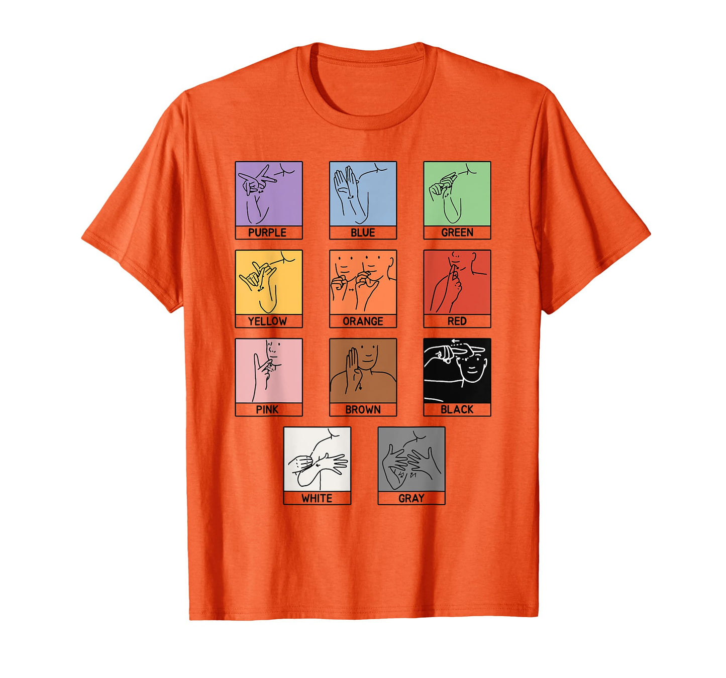 Colors ASL Sign Language Deaf Sign Language Simple Asl T-Shirt