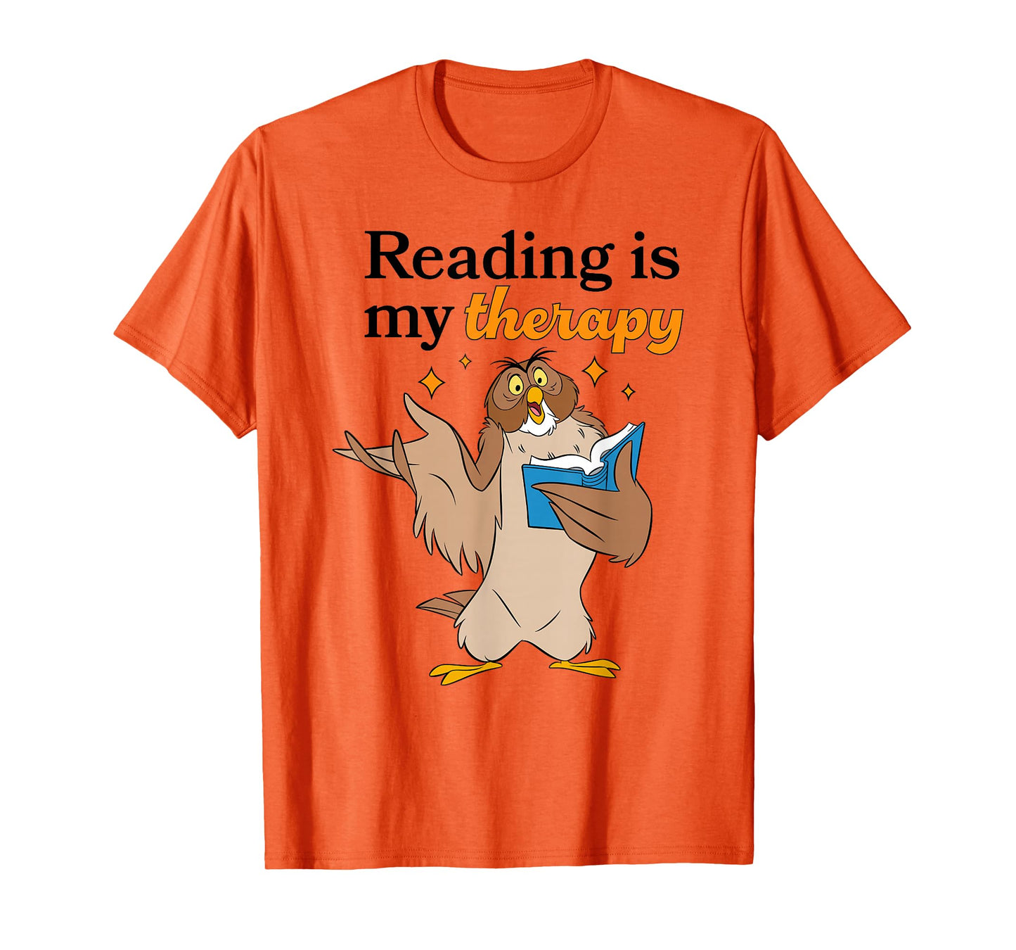 Disney Winnie the Pooh Reading Is My Therapy Owl Logo T-Shirt