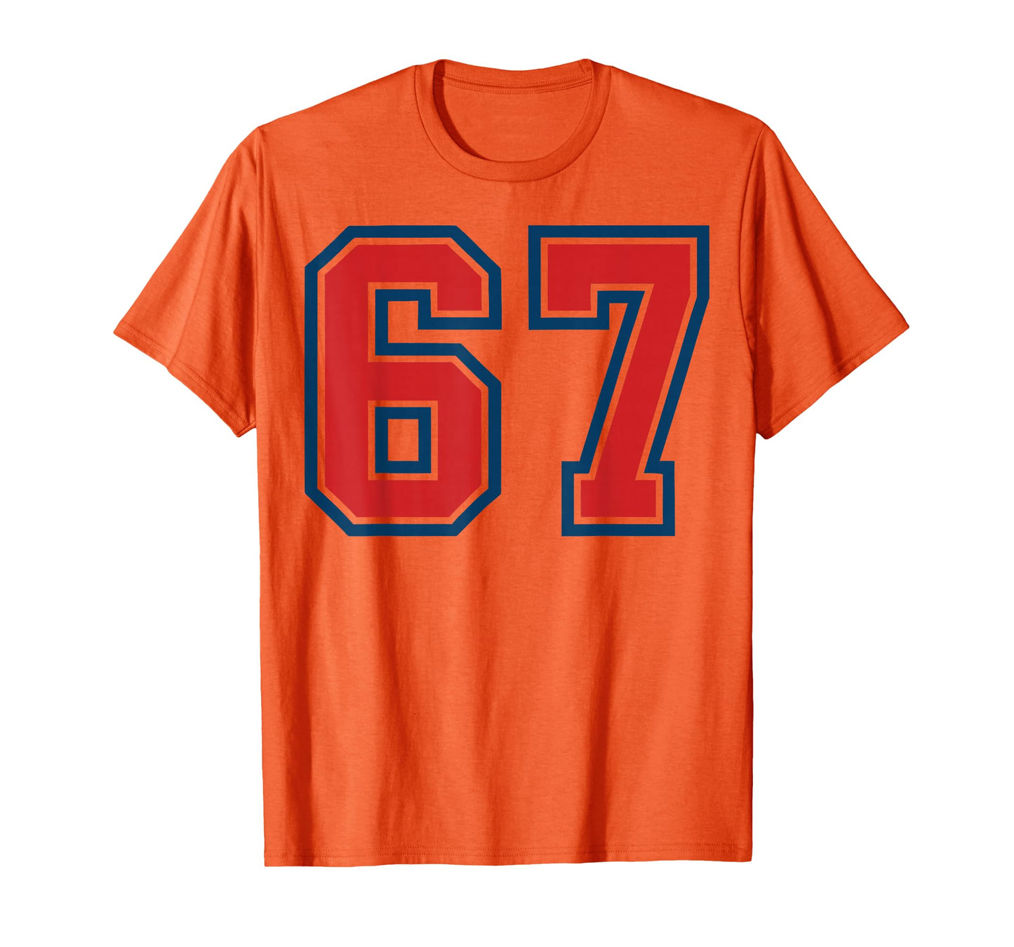 Red and Blue Sports Number 67 Jersey Uniform Player Fan T-Shirt