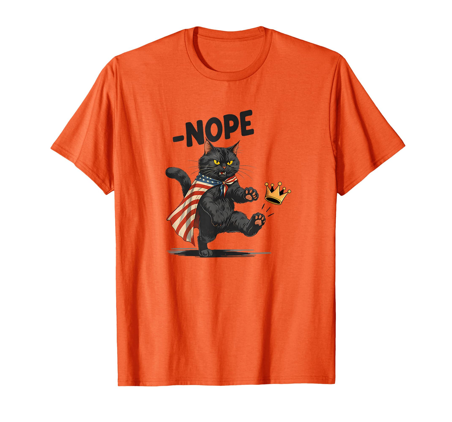 Nope No Kings in America Retro Political Cat Flag Women Men T-Shirt