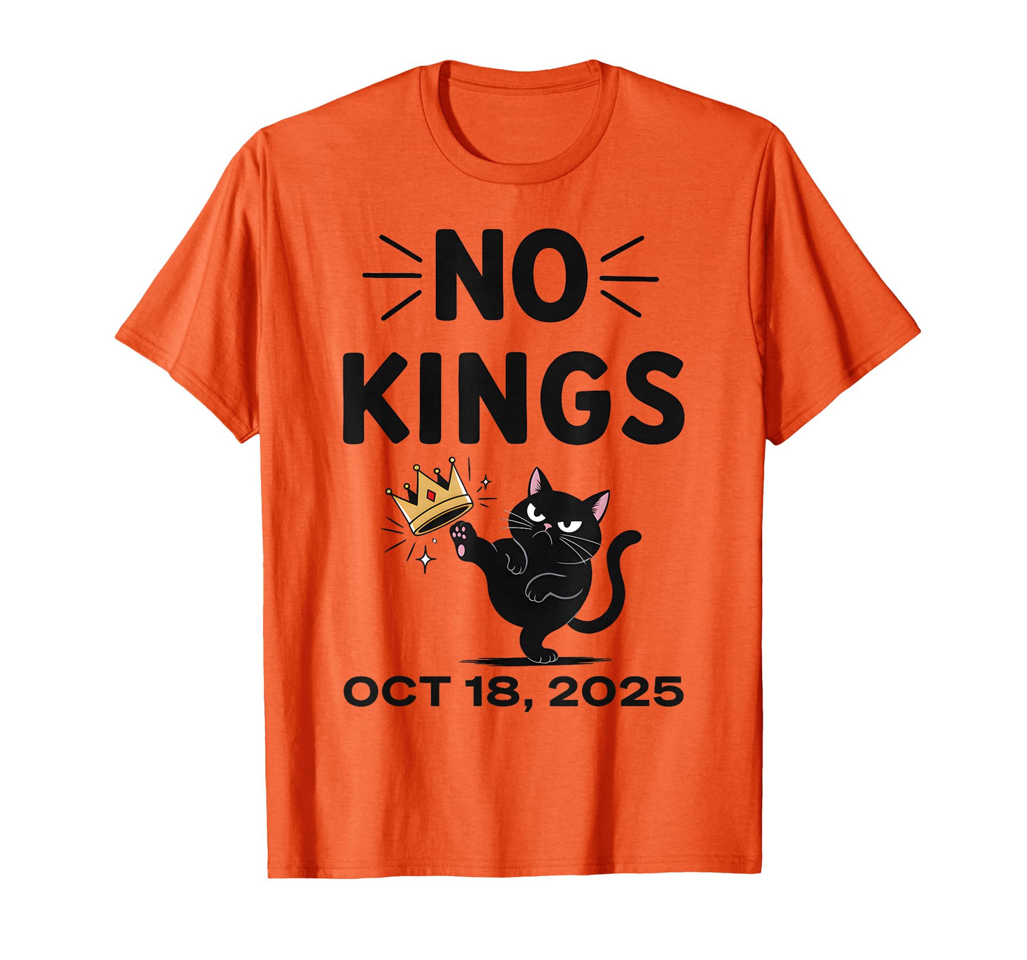 Black Cat No Kings October 18 No Kings Day T-Shirt