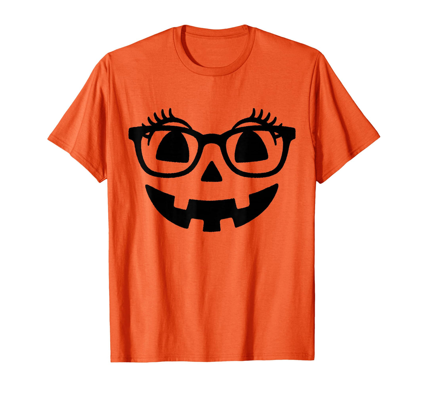 Pumpkin with Eyelashes Halloween Fall Jack-O-Lantern Face T-Shirt