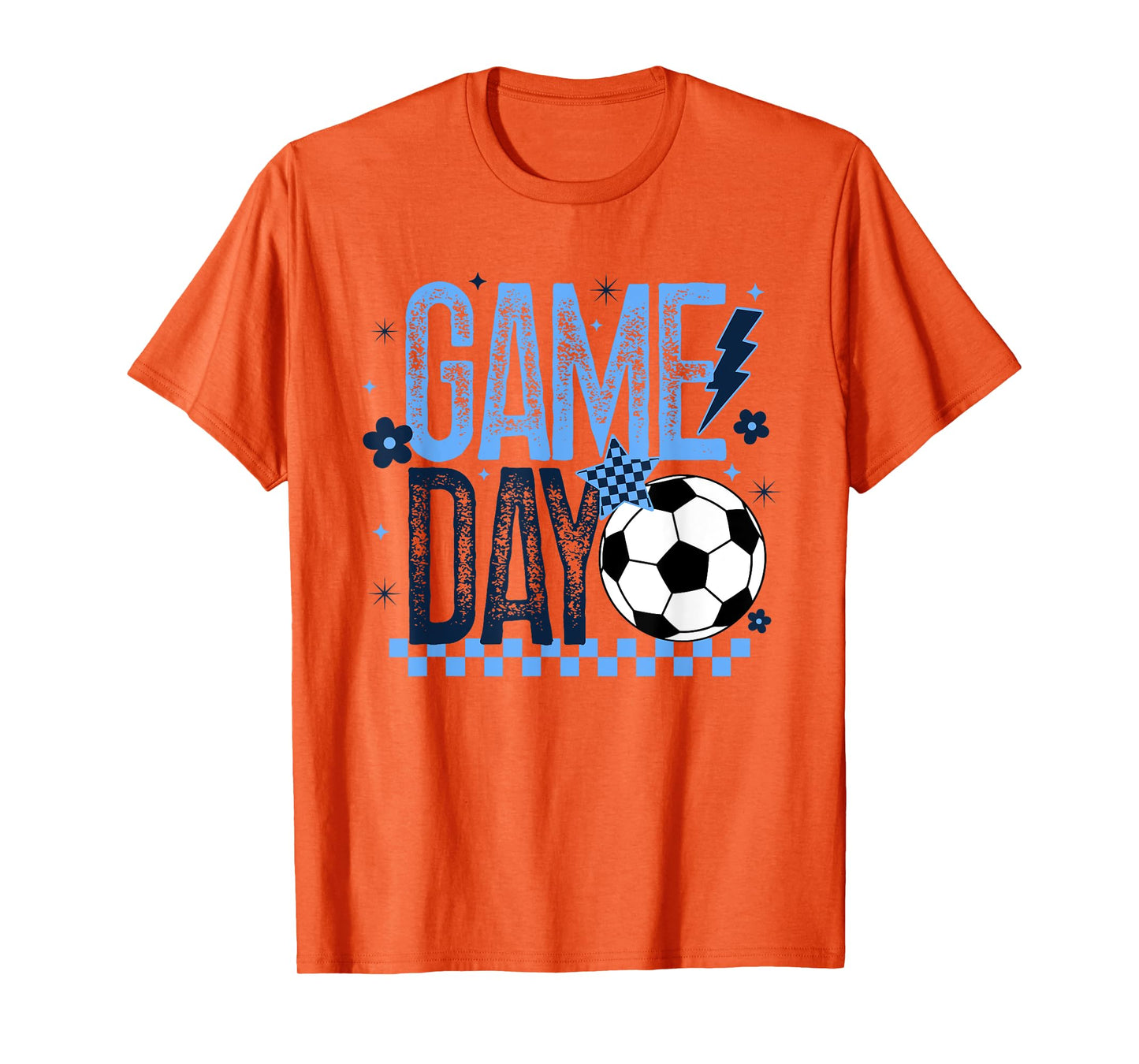Game Day Soccer Season Retro Light Blue Checkered T-Shirt