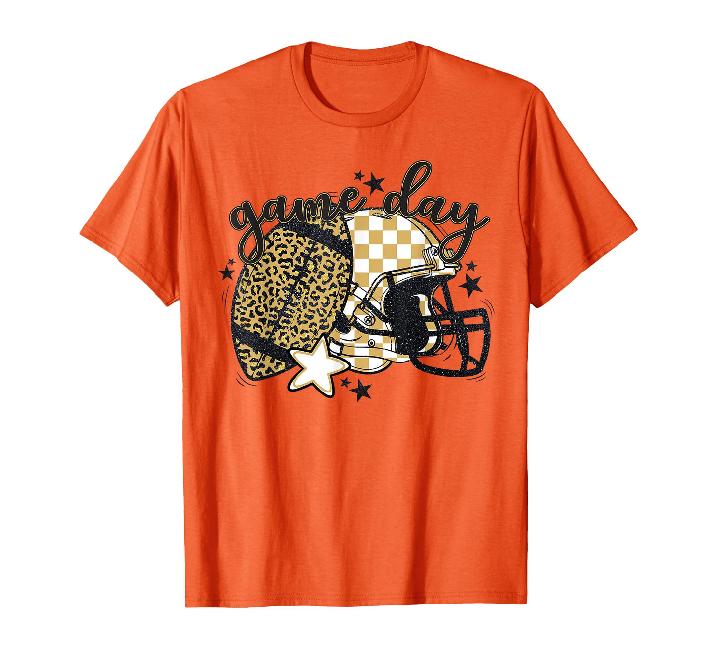 Yellow Leopard Game Day Football Touchdown Season Men Boys T-Shirt