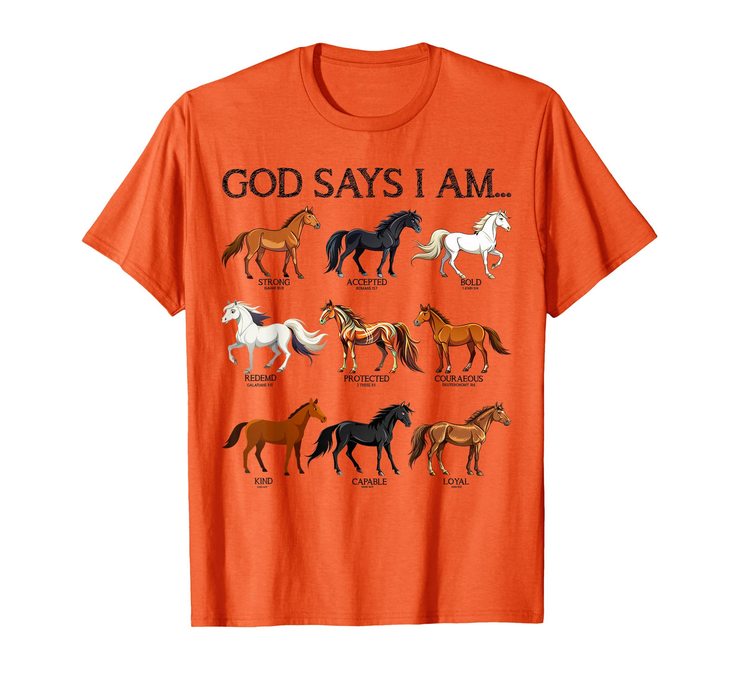 Horses God Says I Am Christian Girl Teen Bible Verse Jesus T-Shirt