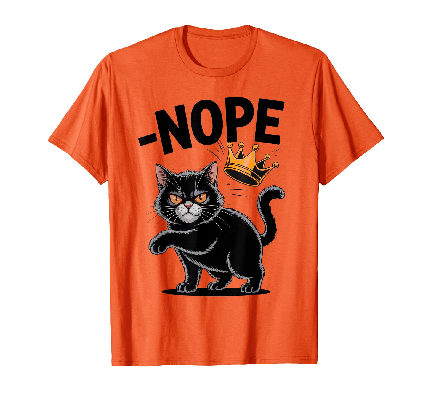 No Kings In America Funny Black Cat Kicking Crown T-Shirt