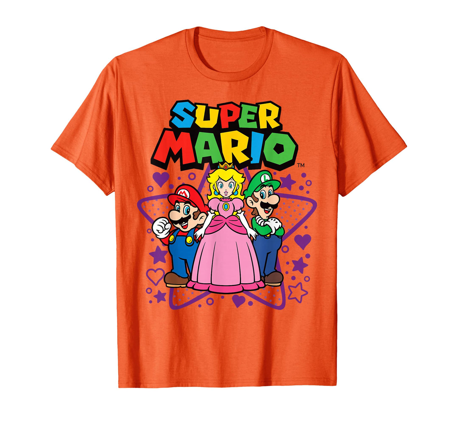 Super Mario Peach Luigi Trio Stars And Hearts T-Shirt