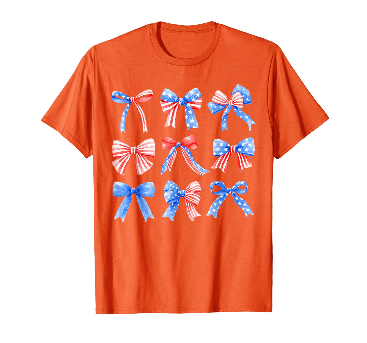 Coquette Bows Red White Blue USA Flag 4th Of July Women Girl T-Shirt