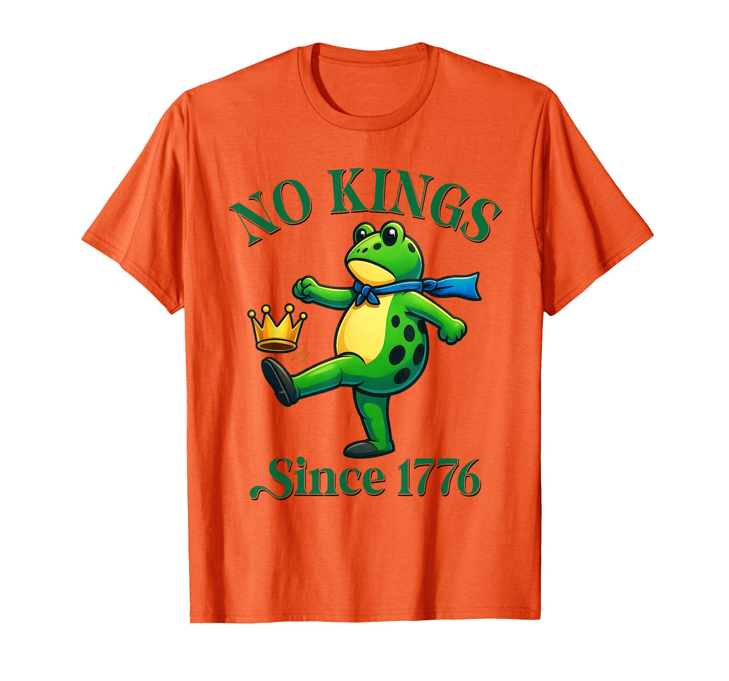 No Kings Since 1776 Portland Frog Kicking Crown Retro T-Shirt