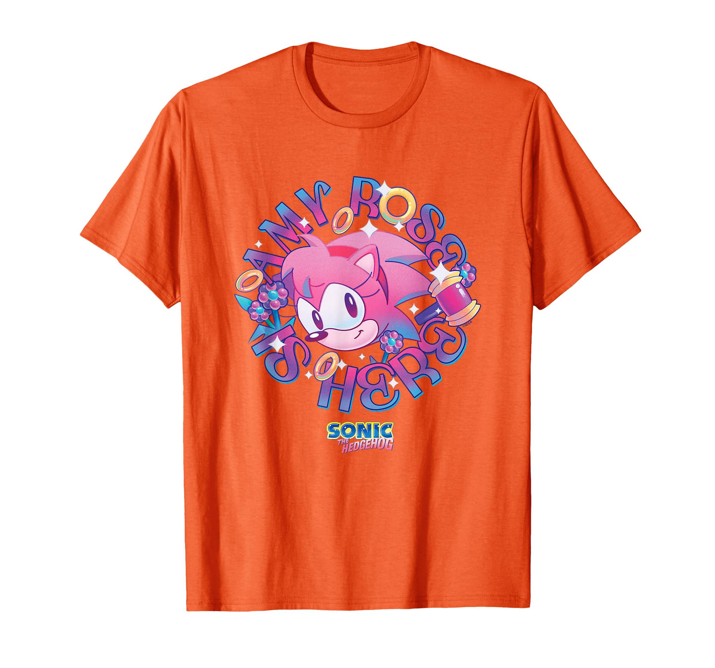 Sonic The Hedgehog Amy Rose Is Here Vintage Face Portrait T-Shirt