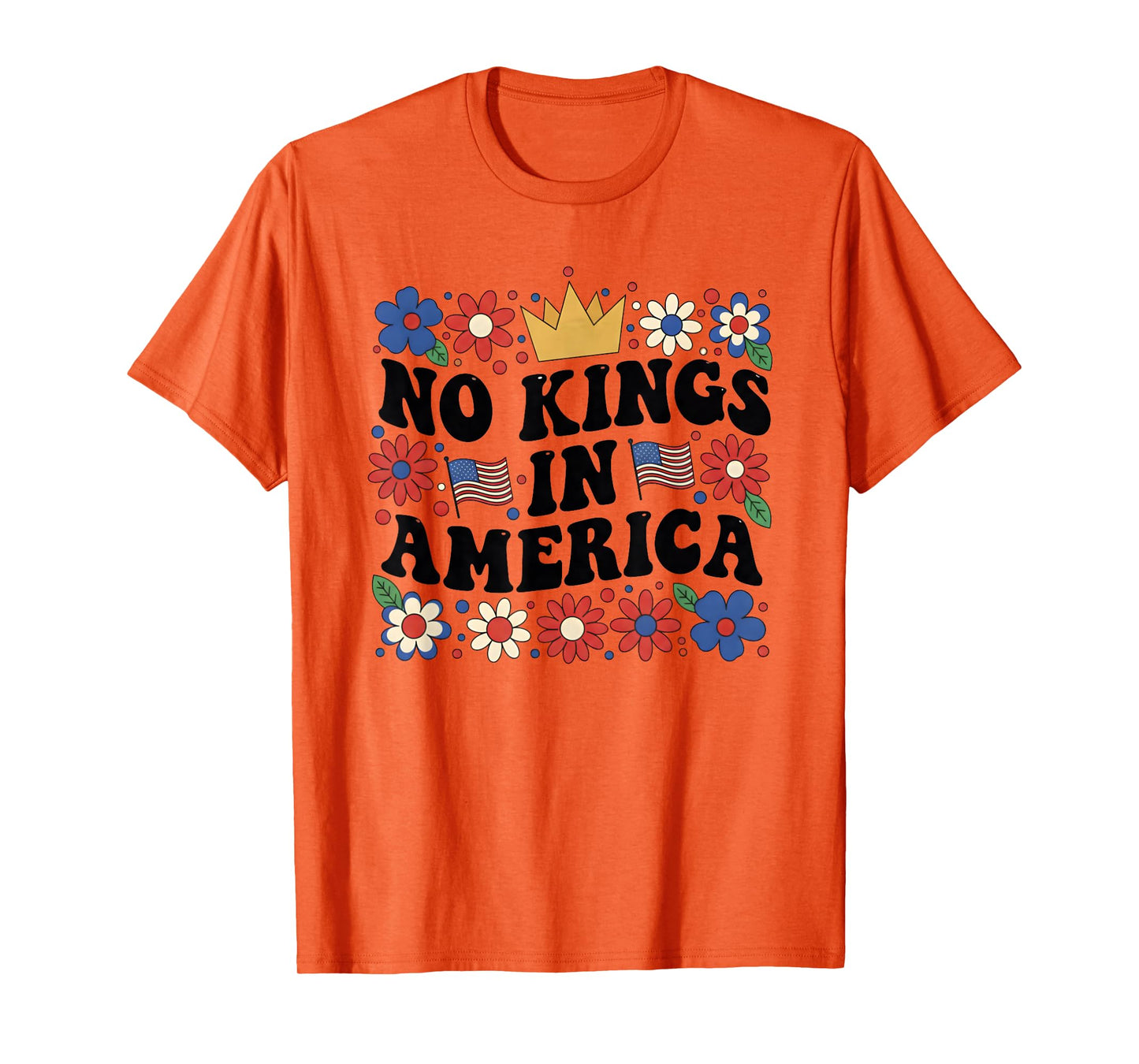 Floral No Kings in America Women Democracy 4th July No Kings T-Shirt
