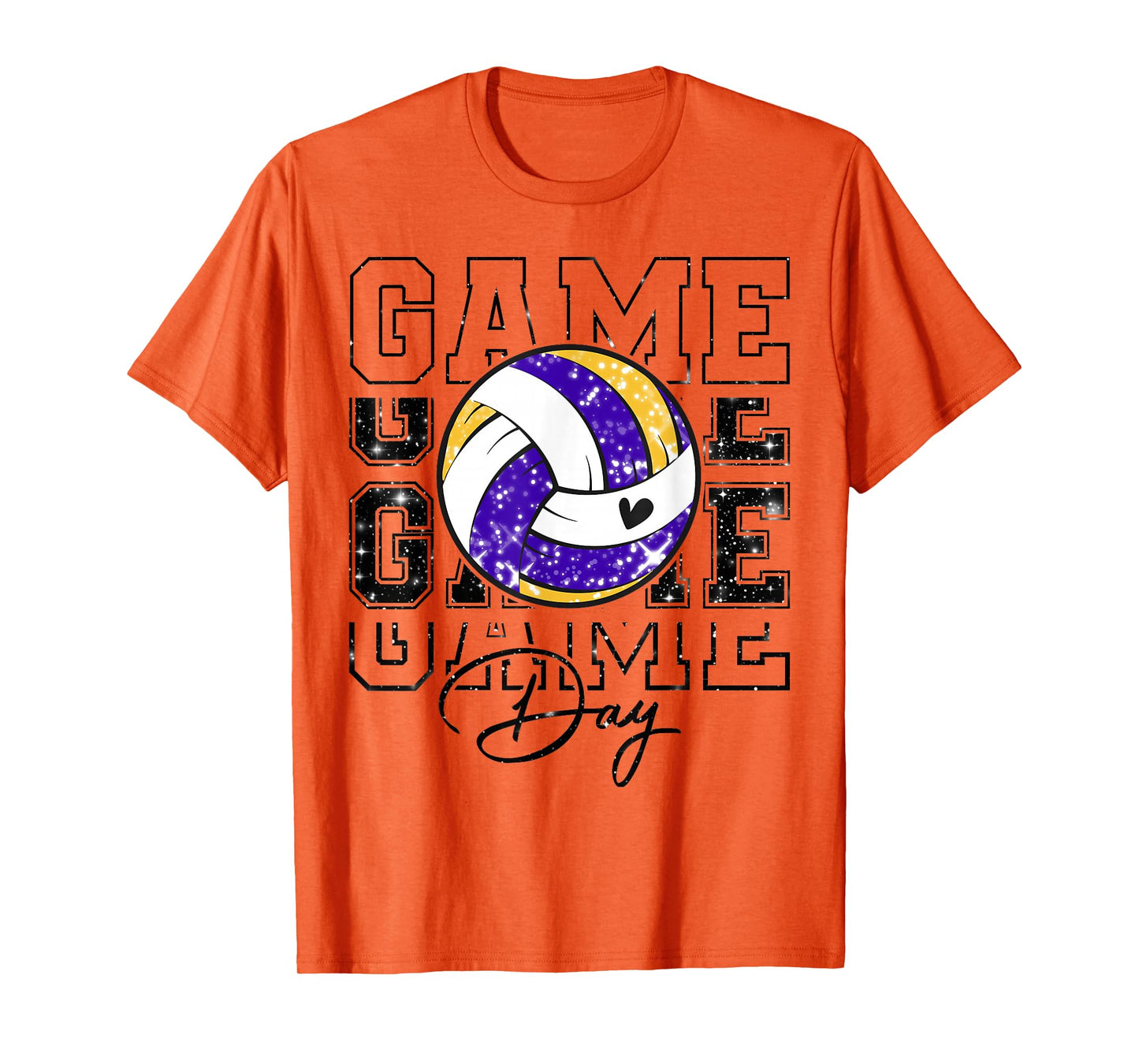 Volleyball Game Day Girls Volleyball Mom Purple & Gold T-Shirt