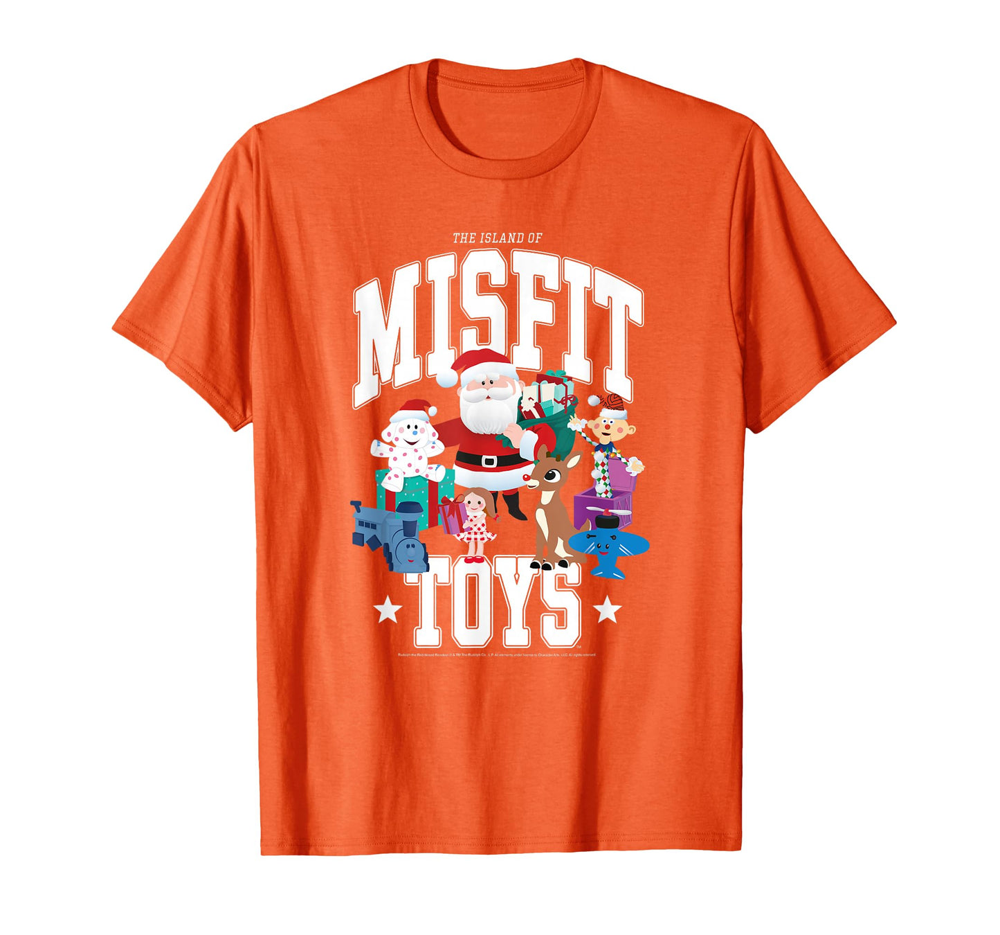 Rudolph Island of Misfit Toys Varsity Style Retro Christmas T-Shirt