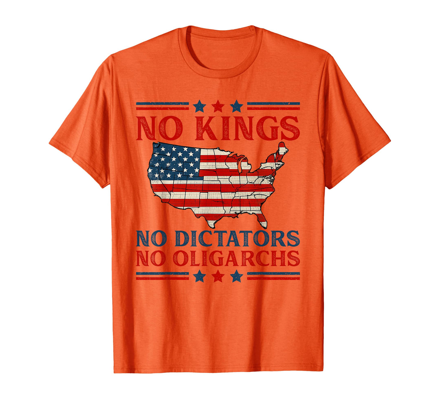 Vintage No Kings No Dictators No Oligarchs July 4th USA Map T-Shirt