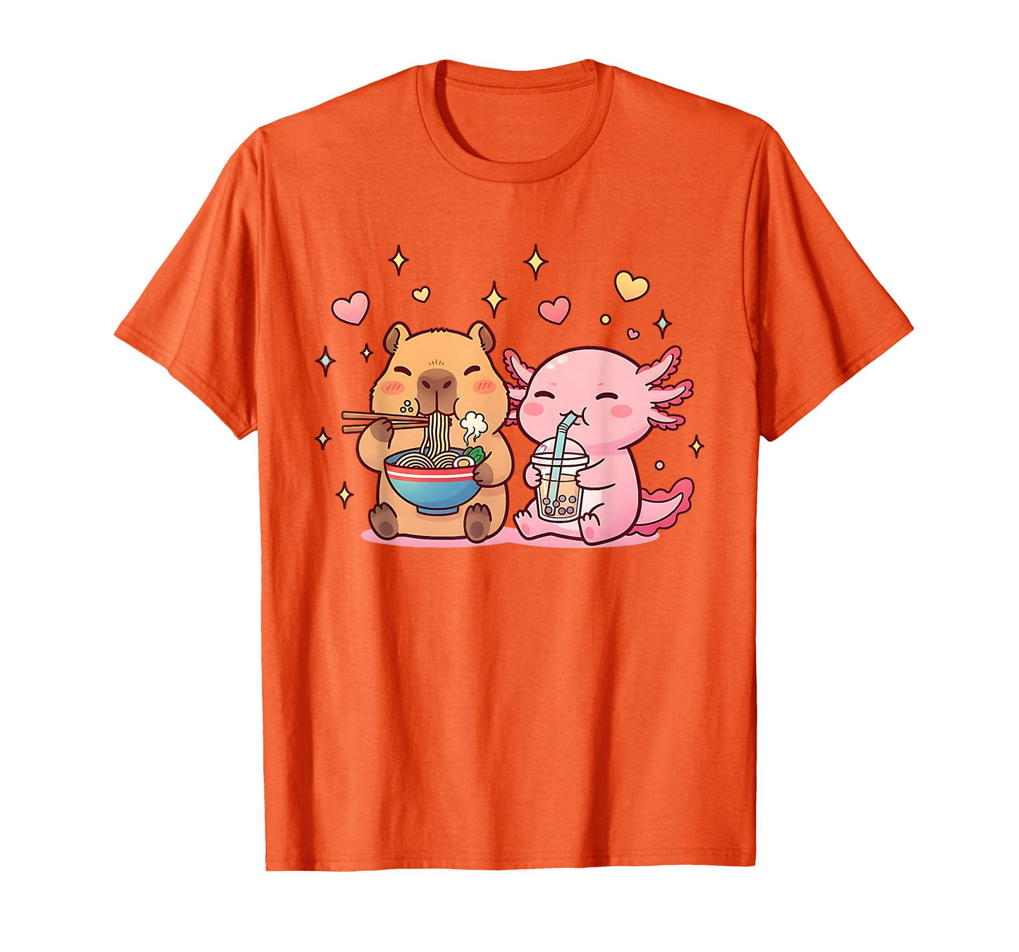 Cute Capybara and Axolotl Kawaii Funny Boba Capibara Kids T-Shirt