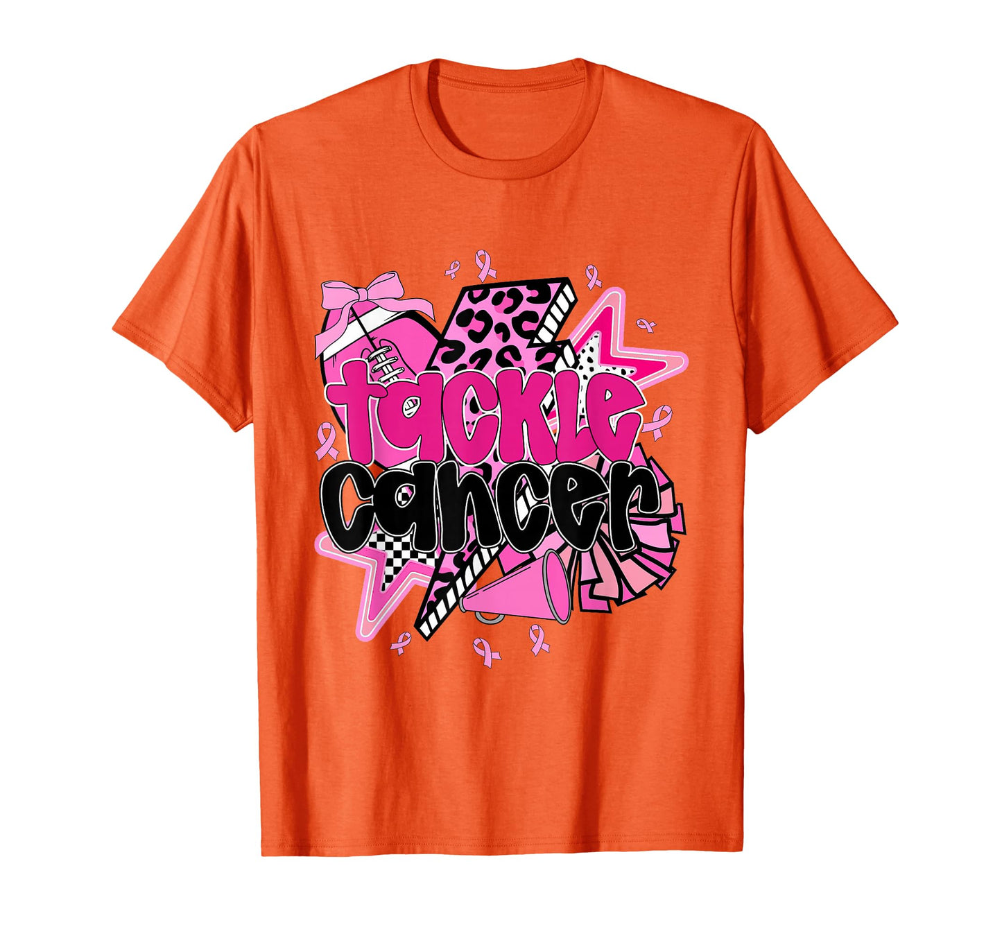 Tackle Cancer Football Breast Cancer Coquette Pink Ribbon T-Shirt