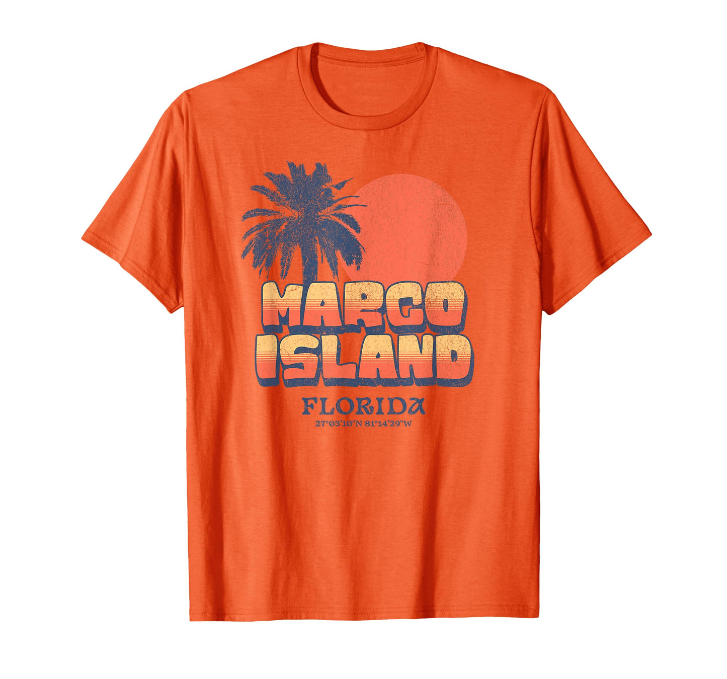 Marco Island Florida Retro Sunset Palm Tree Vintage Vacation T-Shirt