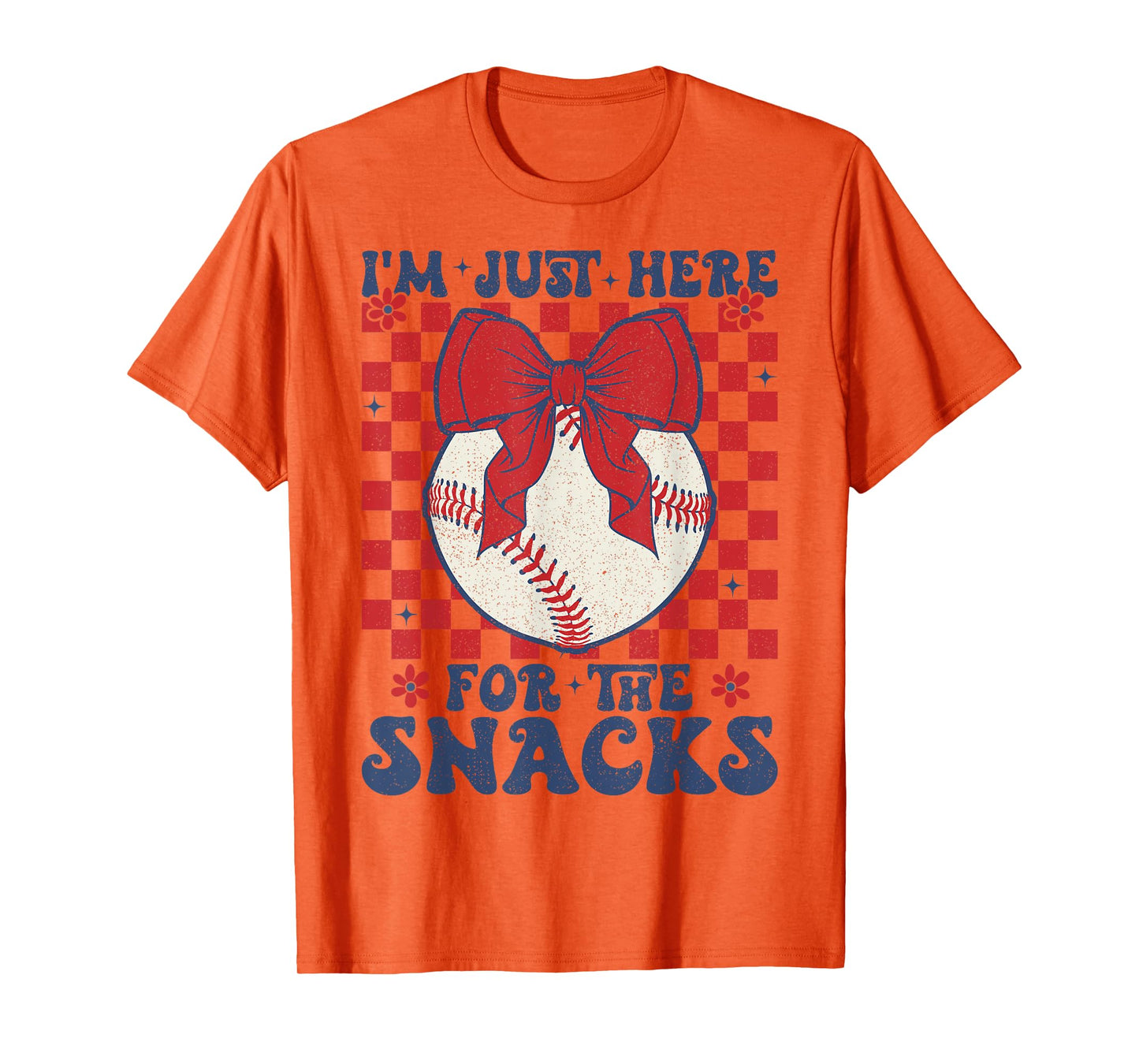 Retro Baseball Sister I'm Just Here for the Snacks Girls Mom T-Shirt