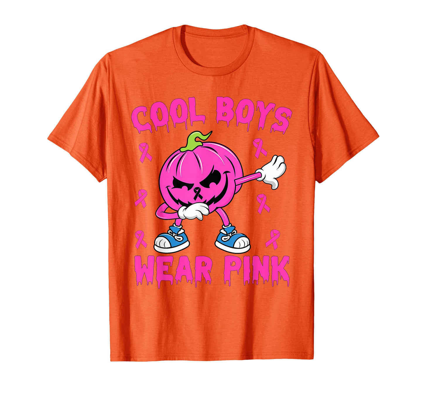 Cool Boys Wear Pink Breast Cancer Pumpkin Halloween Boys T-Shirt