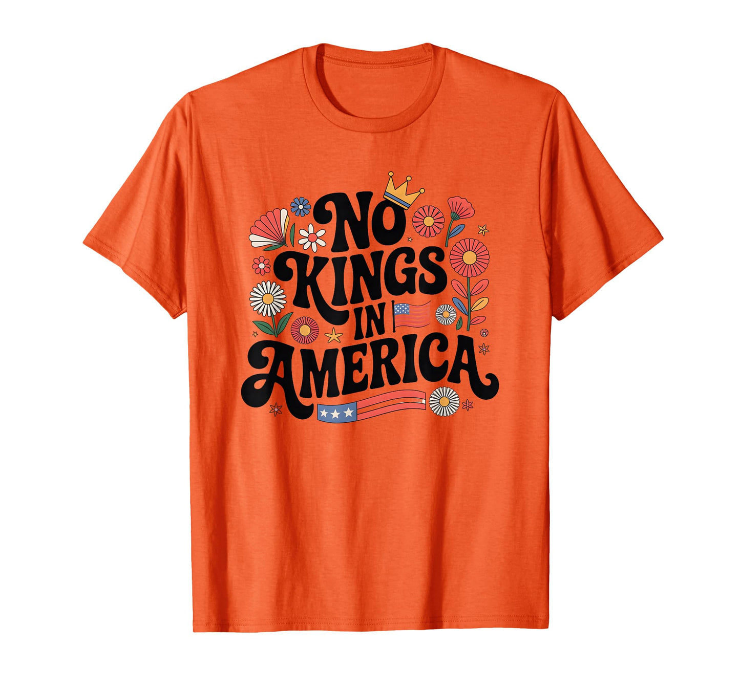 Floral No Kings in America Women Democracy 4th July No Kings T-Shirt