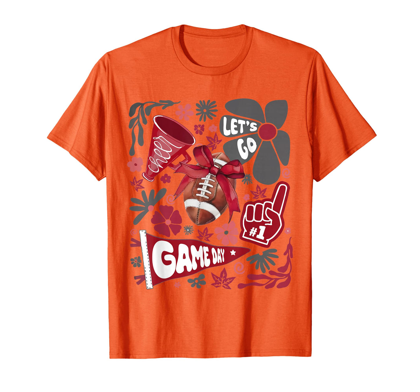 Red Black Cheerleader Game Day Football Cheer Mom Mama T-Shirt